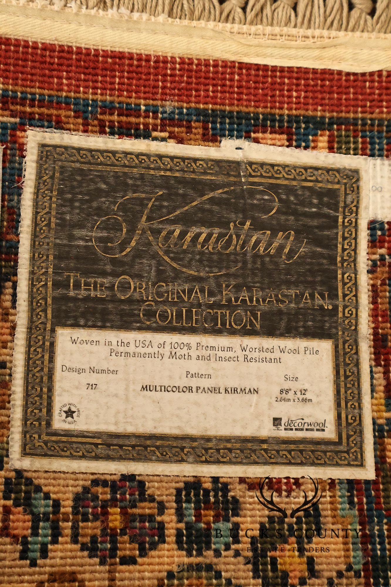 Karastan 8’ 8” X 12’ Multicolor Panel Kirman Wool Area Rug