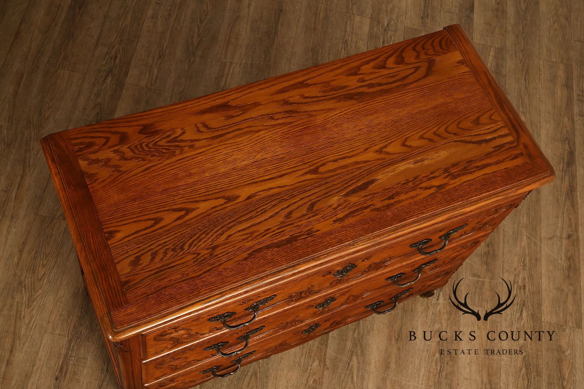 French Louis XV Style Carved Oak Chest Of Drawers