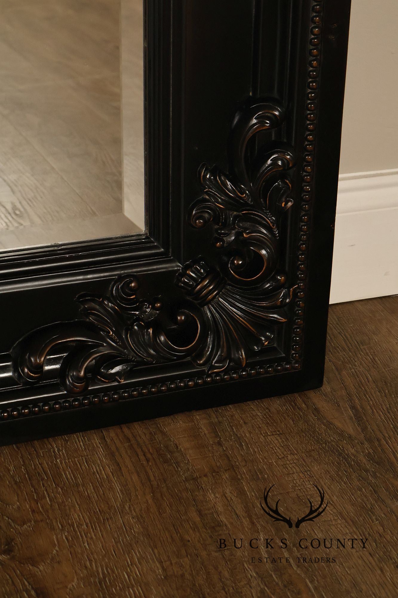Rococo Style Large Ebonized Leaner Mirror