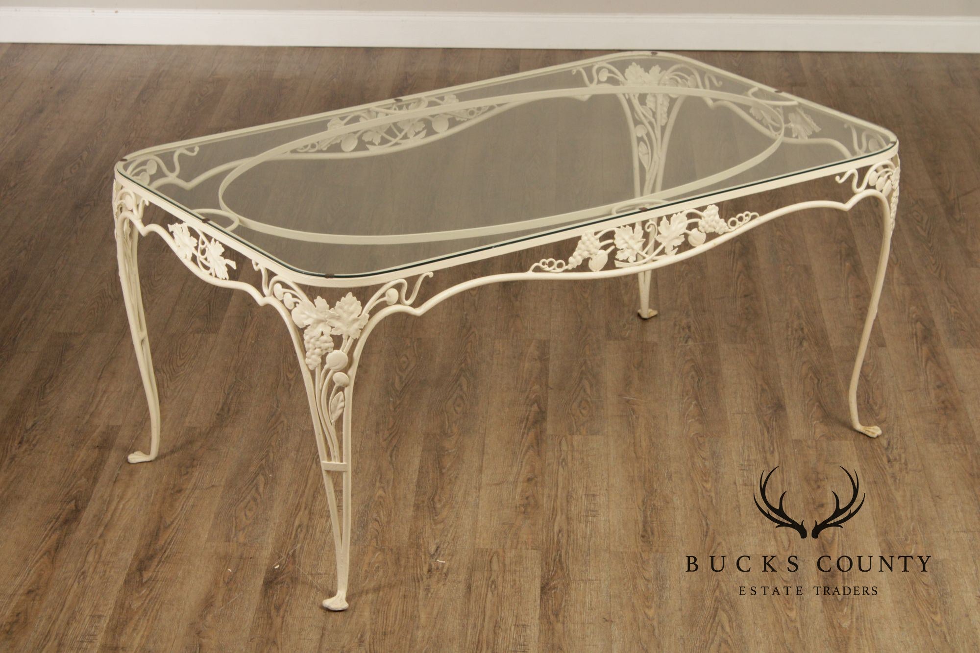 Salterini Glass Top Wrought Iron Outdoor Patio Dining Table