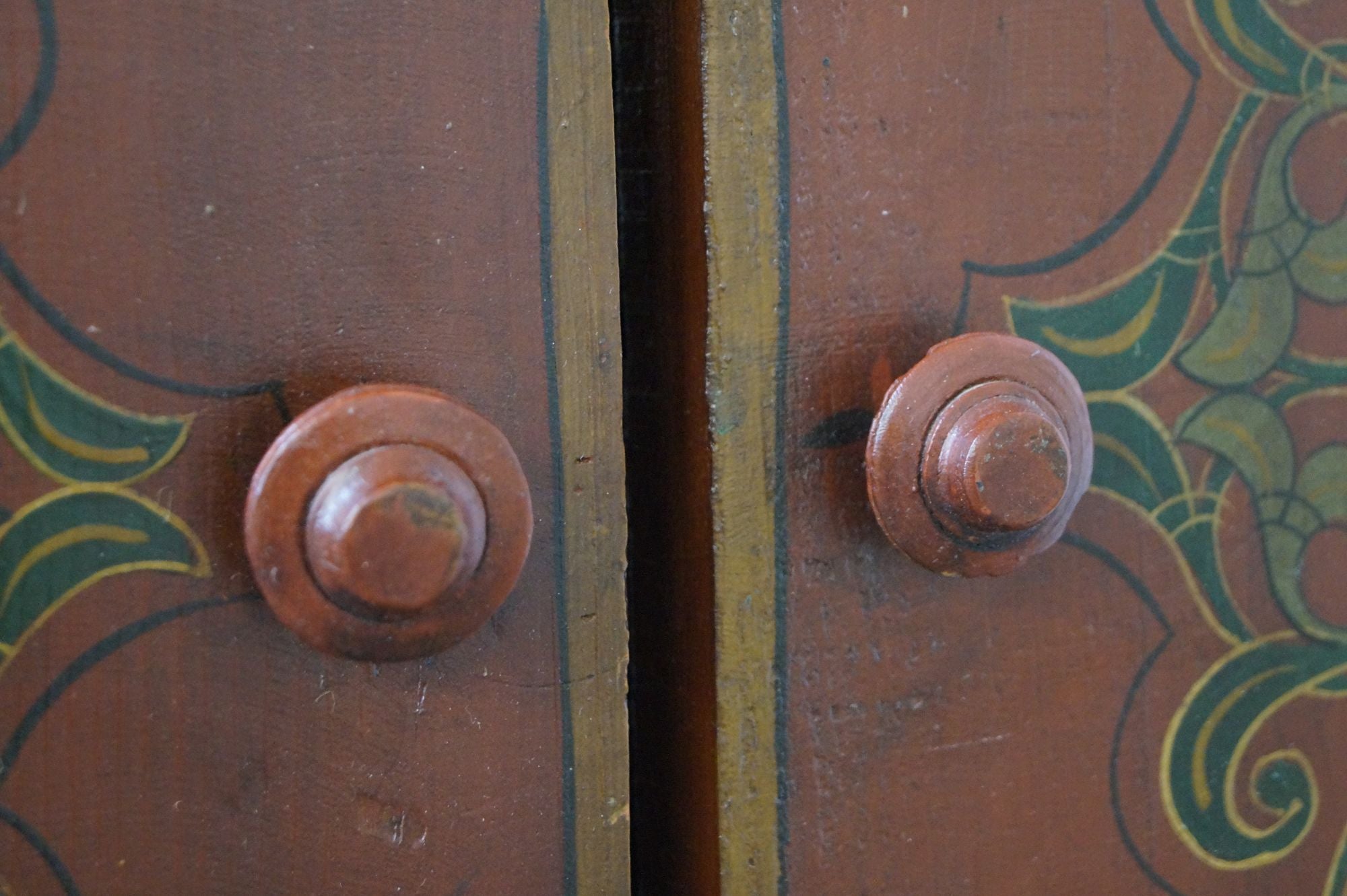 Unusual Middle Eastern Painted Shutter Door Arch Top Mirror