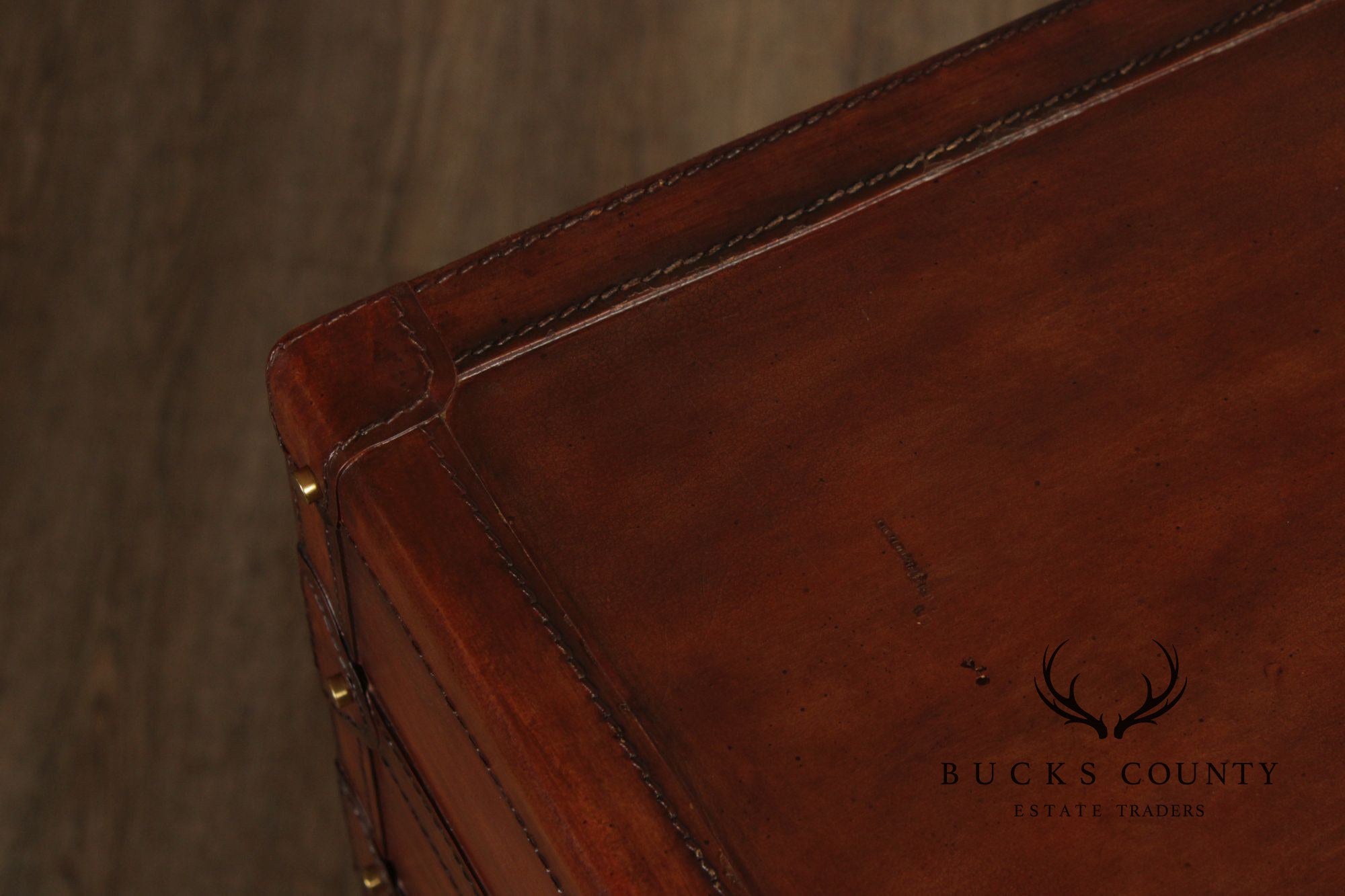 Maitland Smith Leather Stacking Luggage Chest Of Drawers