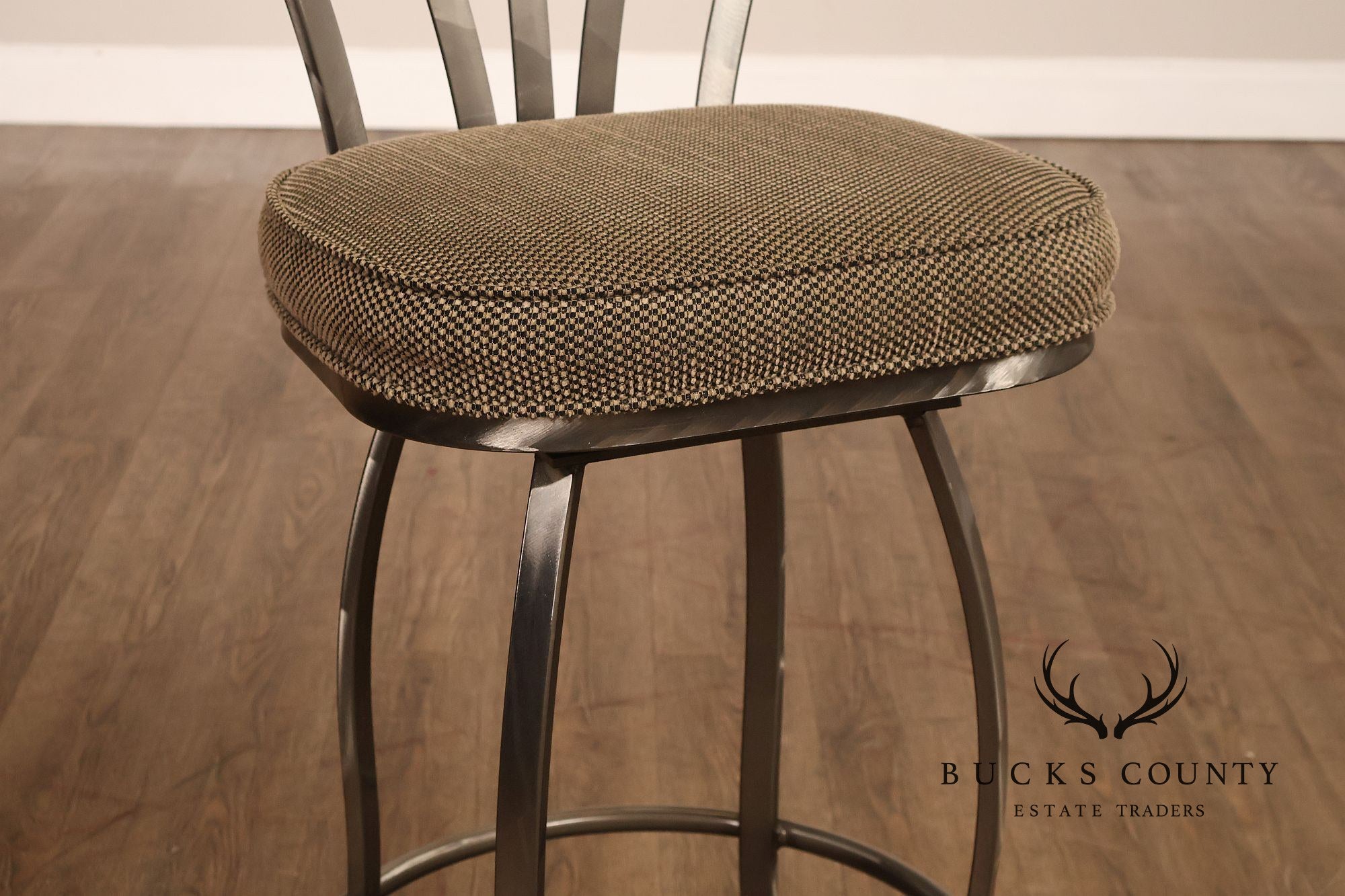 Shaver Howard Contemporary Set Of Three Brushed Steel Swivel Bar Stools