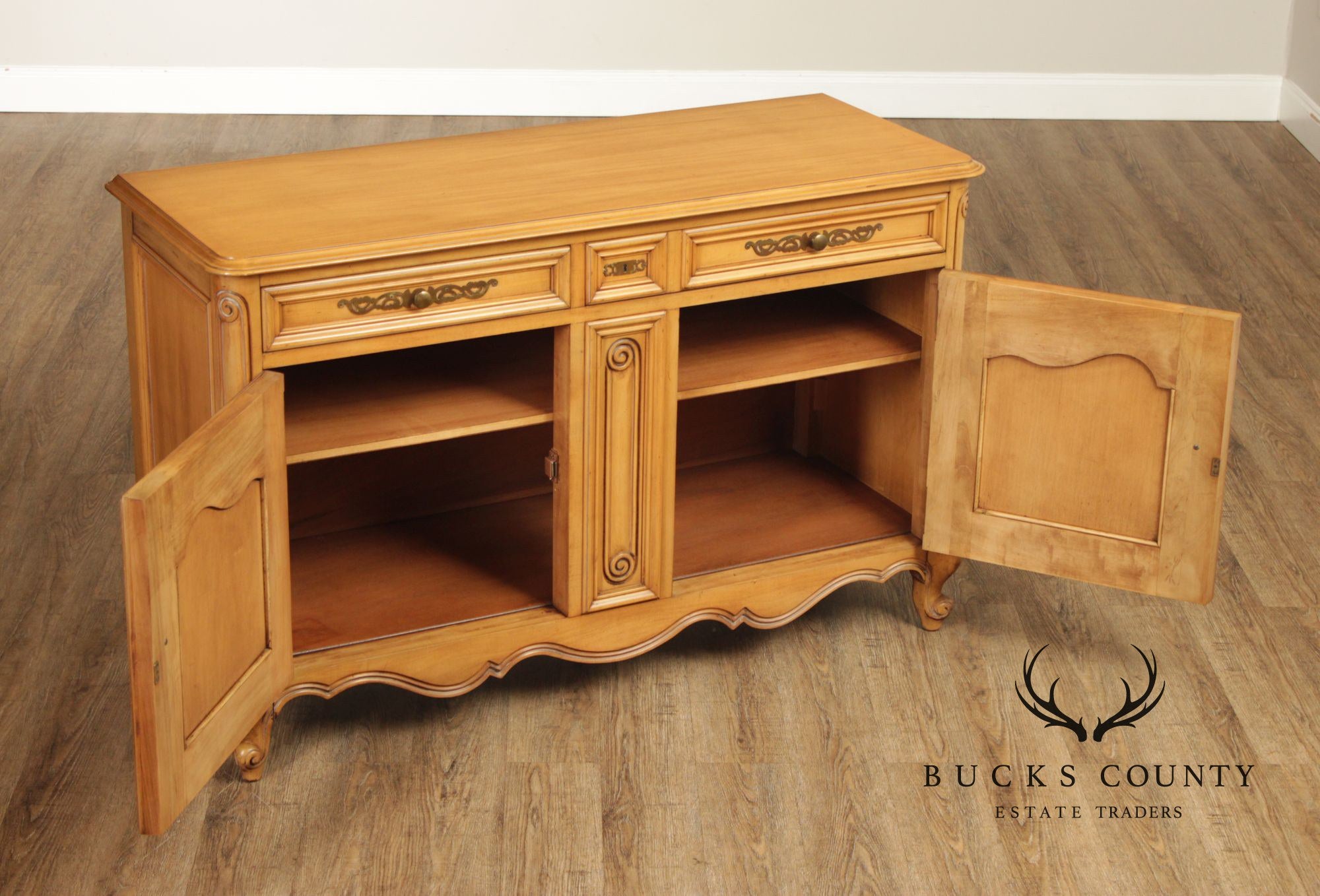 J.L. Metz Furniture French Louis XV Style Fruitwood Server Cabinet