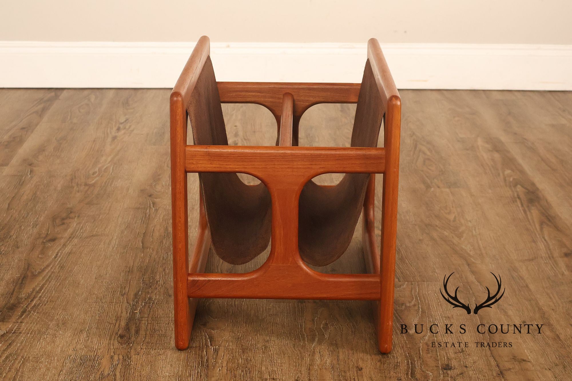 Salin Møbler Danish Modern Teak and Leather Magazine Rack