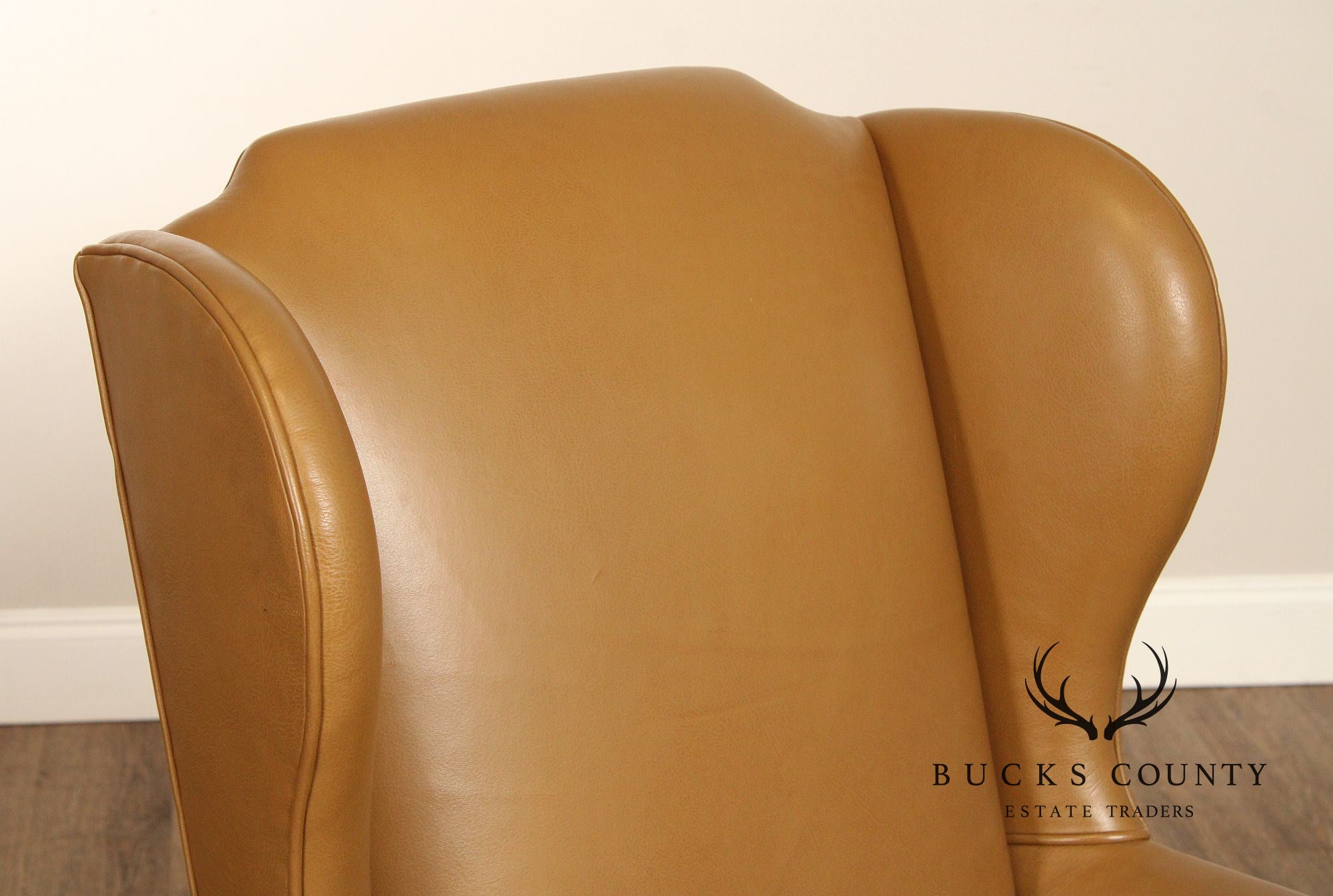 Dapha Chippendale Style Leather Wingback Chair and Ottoman