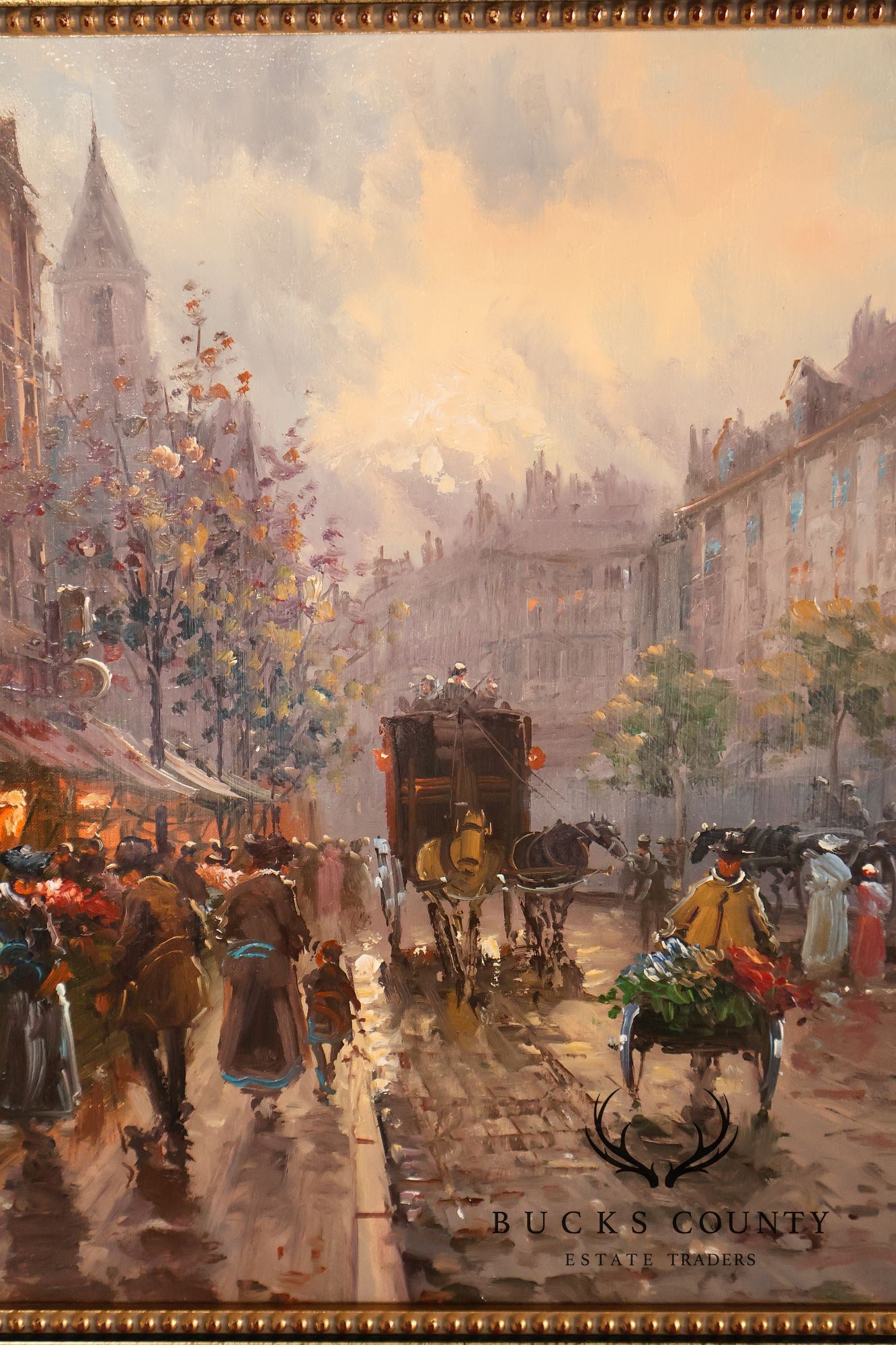 E. Payes Framed Parisian Street Scene Oil Painting