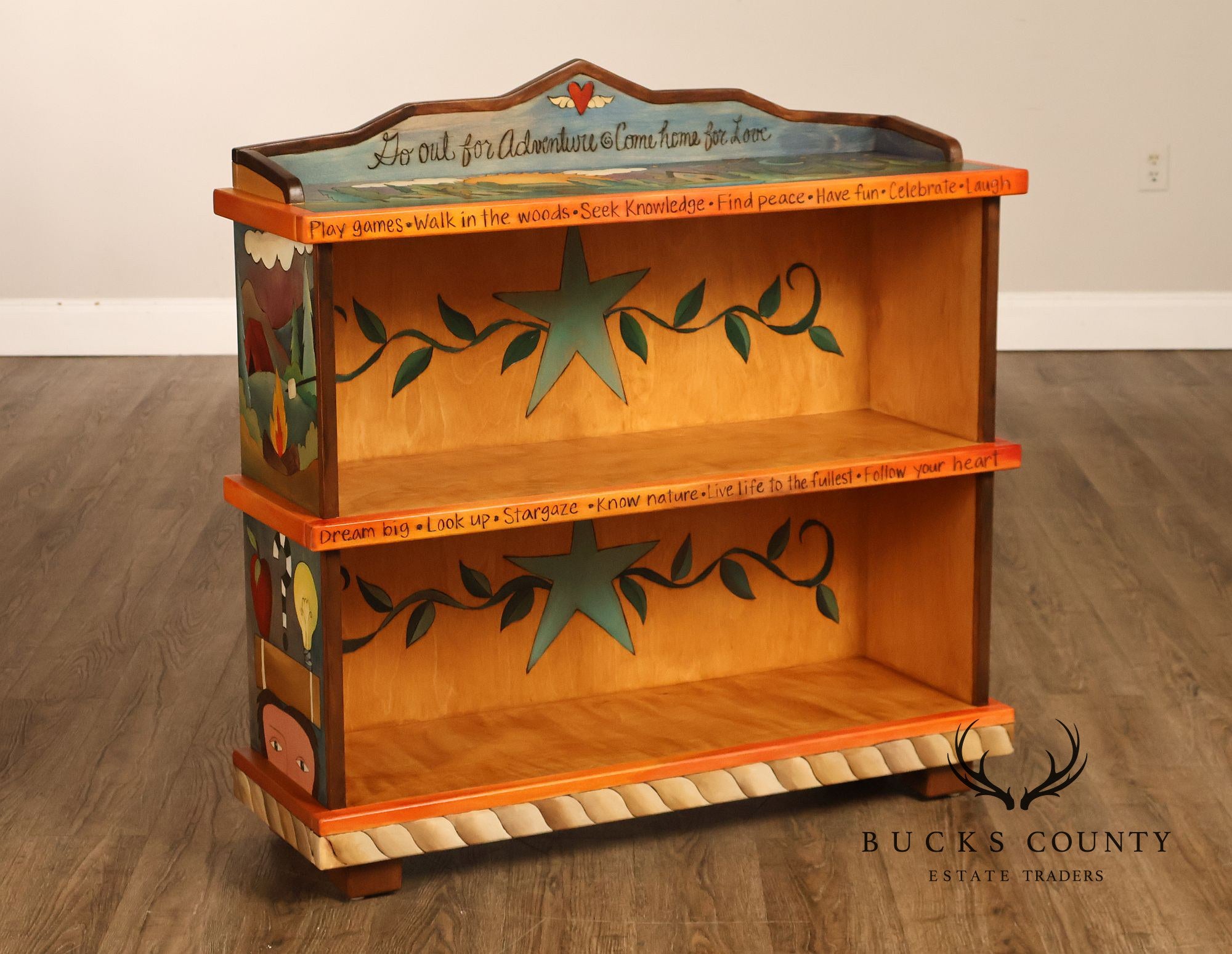Sticks Artisan Hand Painted Open Bookcase