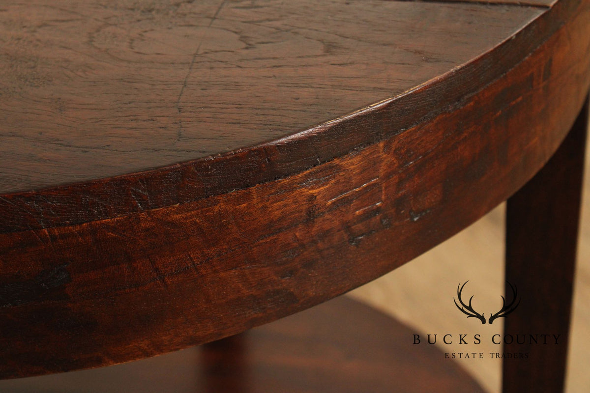 Rustic Round Two-Tier Hardwood Side Table