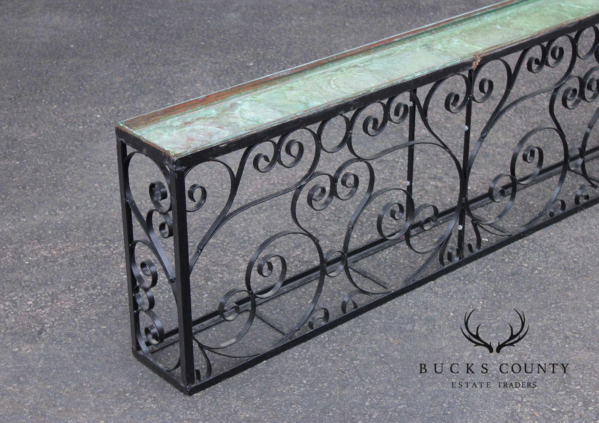 Ornamental Iron Window Length Narrow Planter With Copper Insert