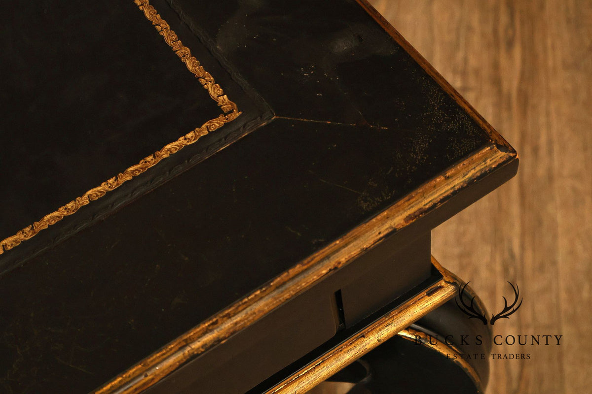 Century Furniture Ebonized And Gilt Executive Writing Desk With Leather Top