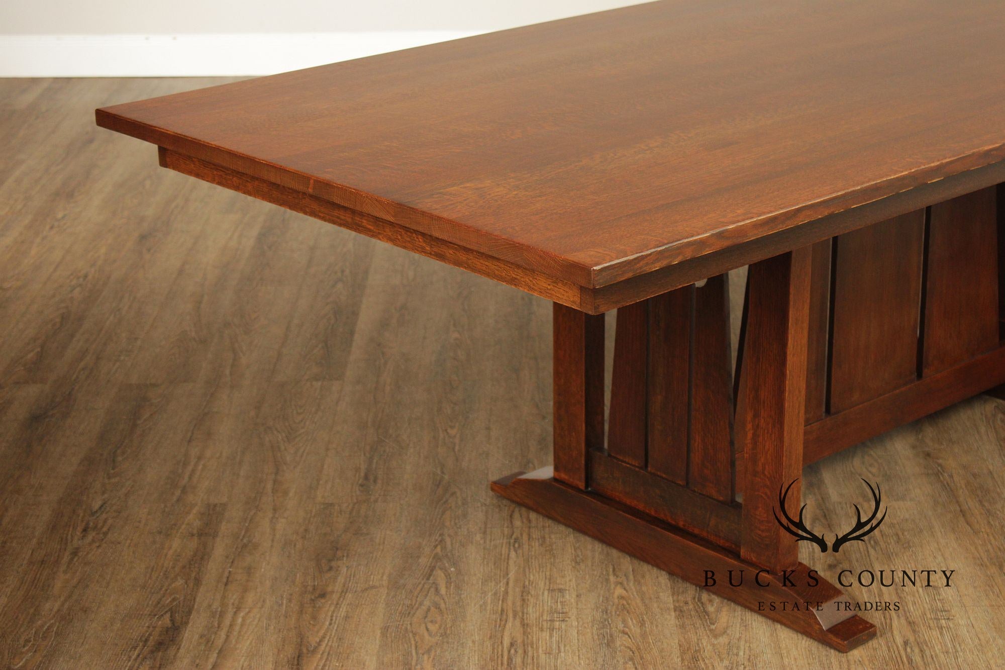 Custom Quality Mission Style Oak Trestle Dining Table
