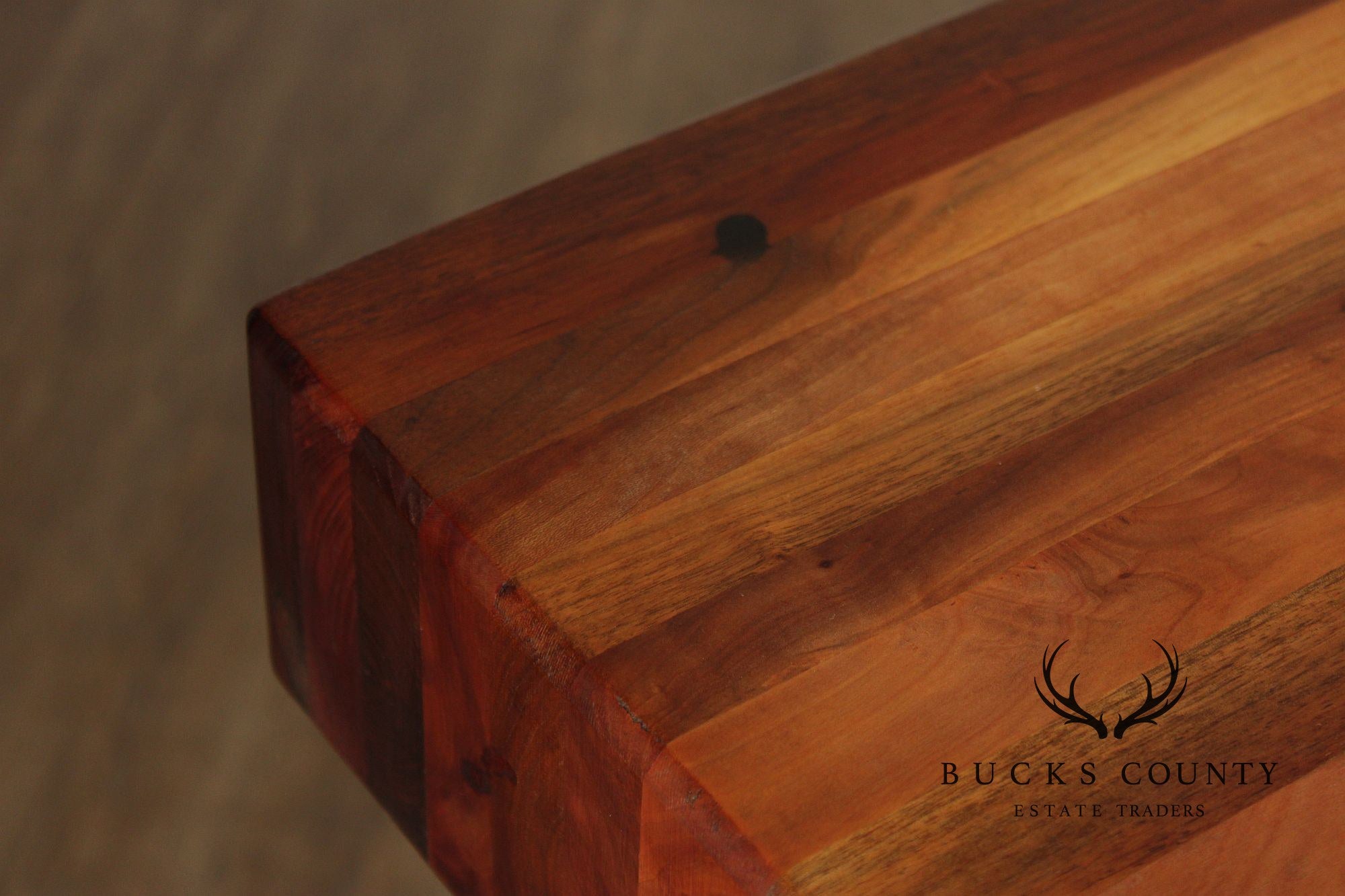 F.B. Farm Shenandoah Valley Butcher Block Iron Base Console Table & Wine Rack