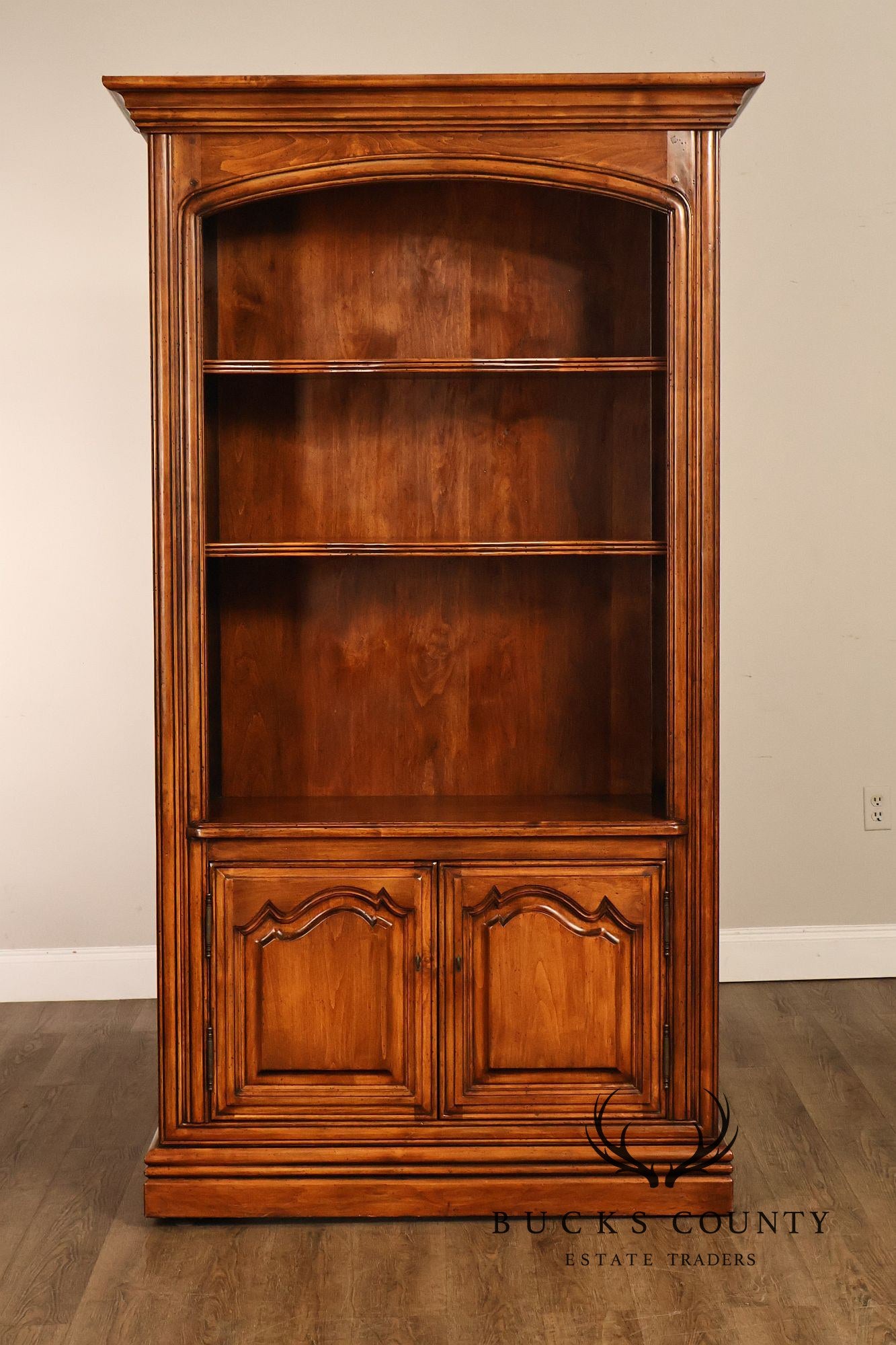 Guy Chaddock Furniture Pair Of Tall Open Bookcases With Two Door Cabinets