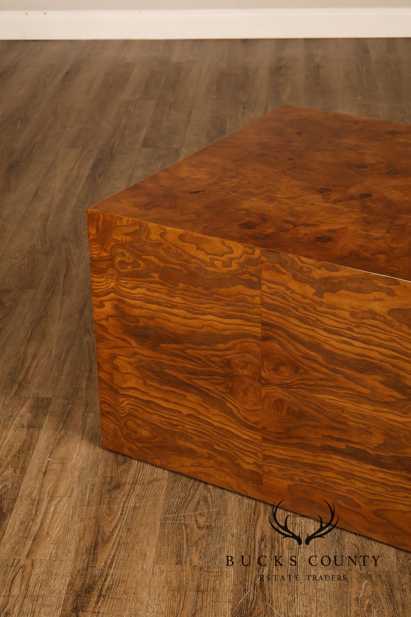 Thayer Coggin Milo Baughman Mid Century Modern Burl Wood Cube Side Table