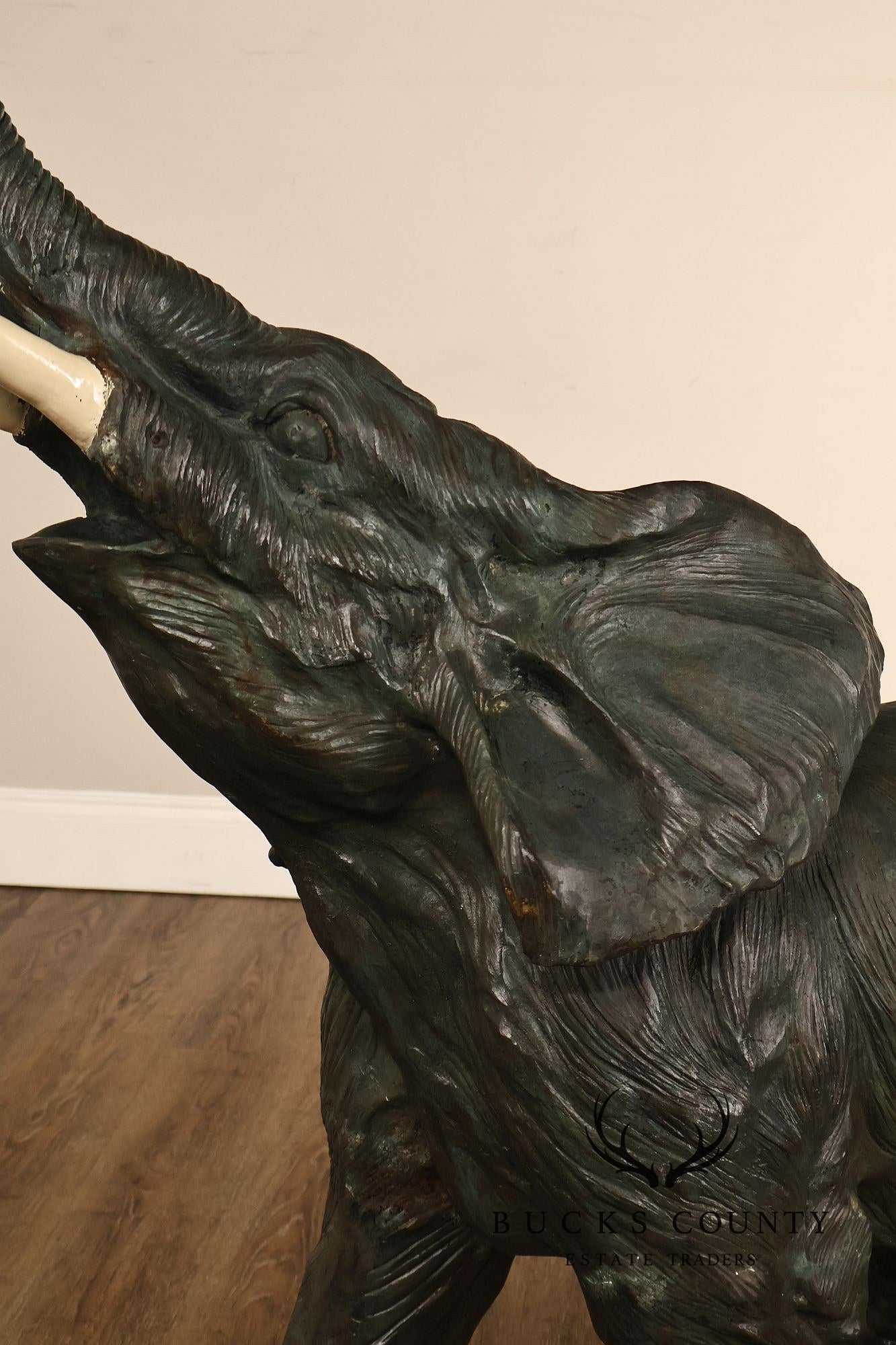 Monumental Patinated Bronze Elephant Statue