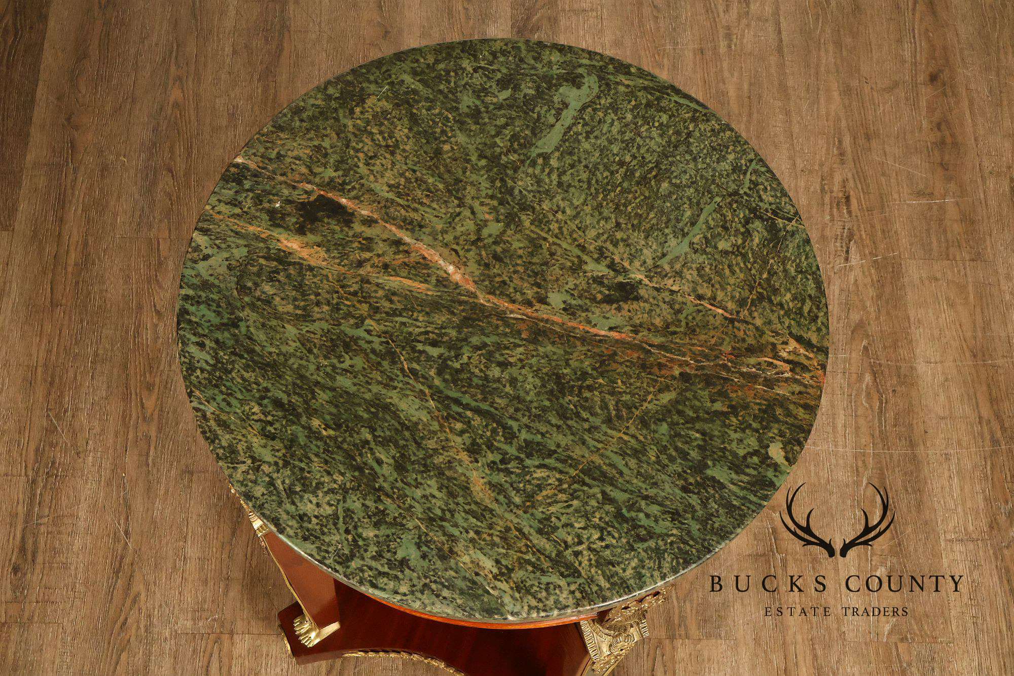 French Empire Style Pair Of Round Marble Top Ormolu Mounted Side Tables