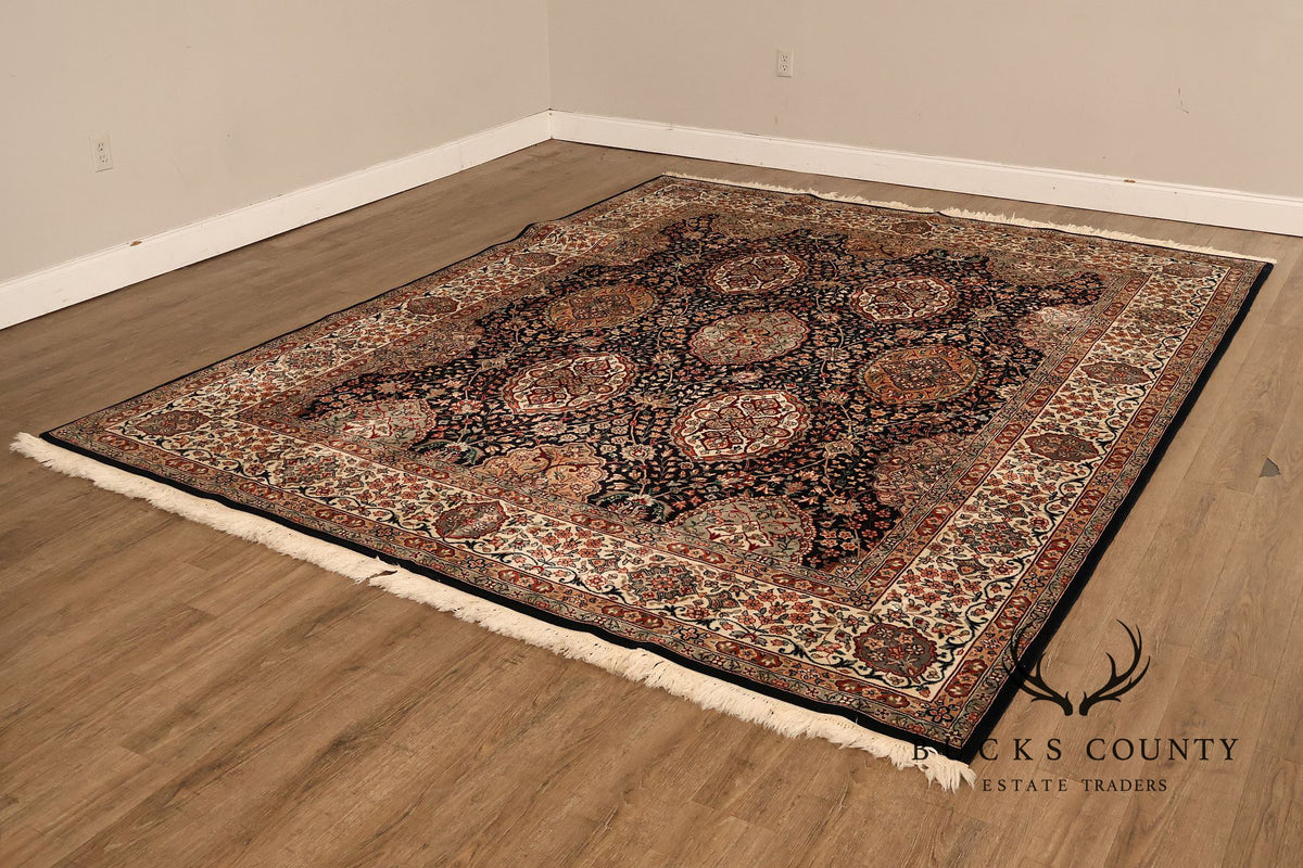 Hand Knotted Persian Style Area Rug With Medallion And Floral Motif