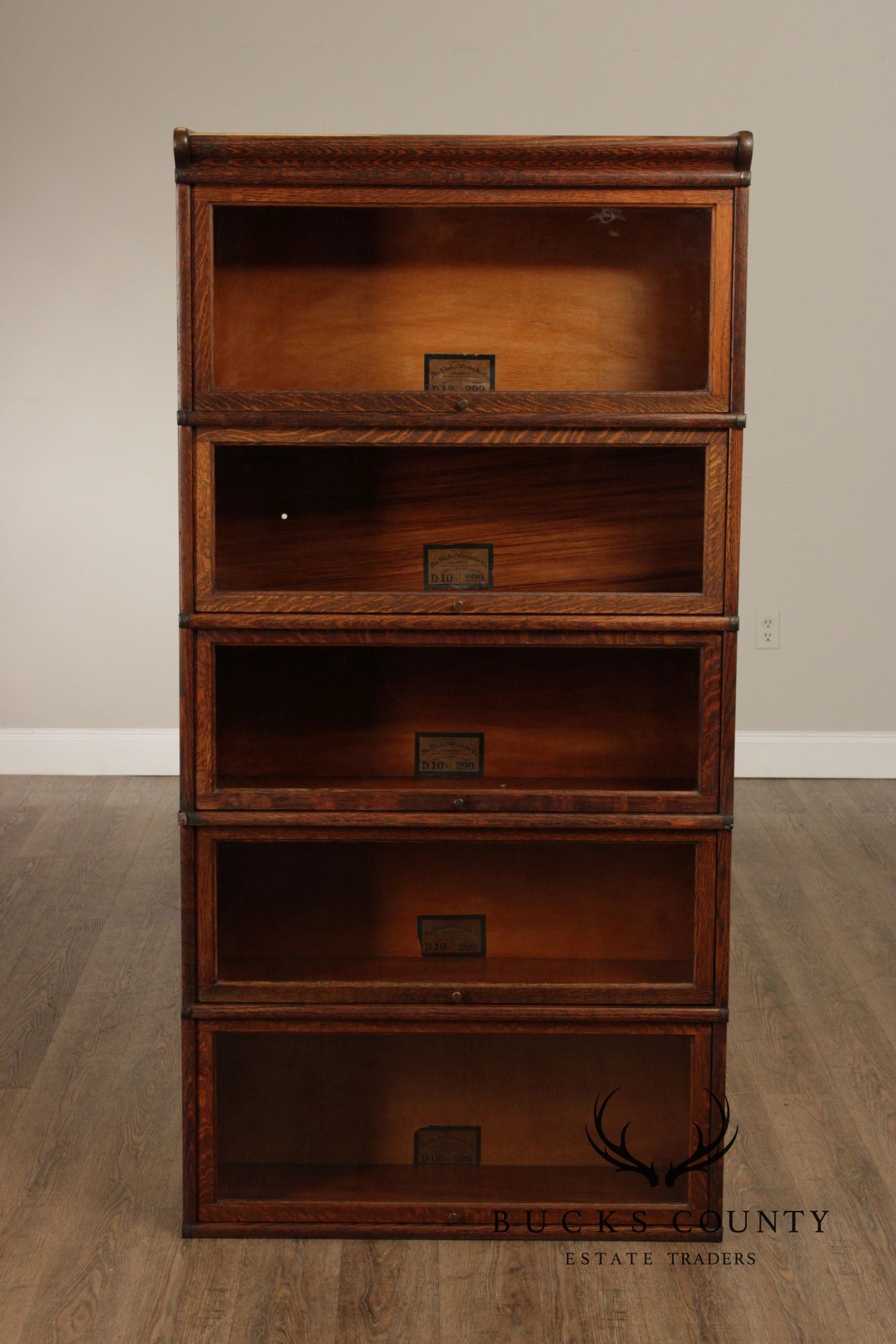 Globe Wernicke Oak Five-Stack Barrister Bookcase