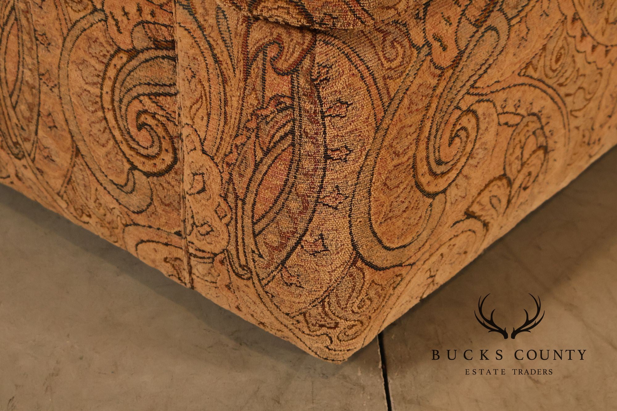Kravet Paisley Upholstered Rolled Arm Sofa