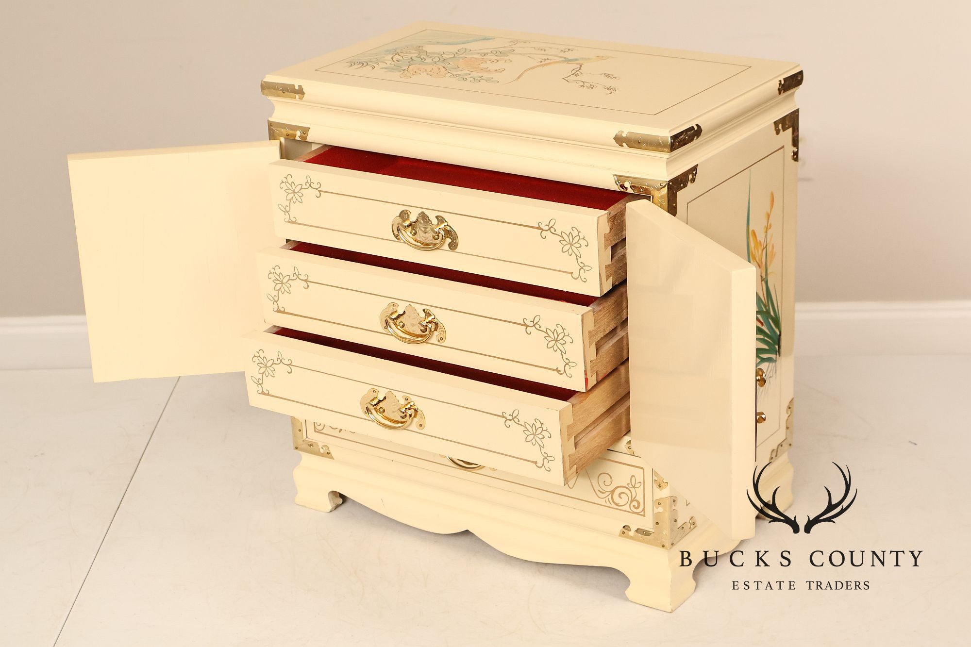 Painted Chinoiserie Style Jewelry Chest