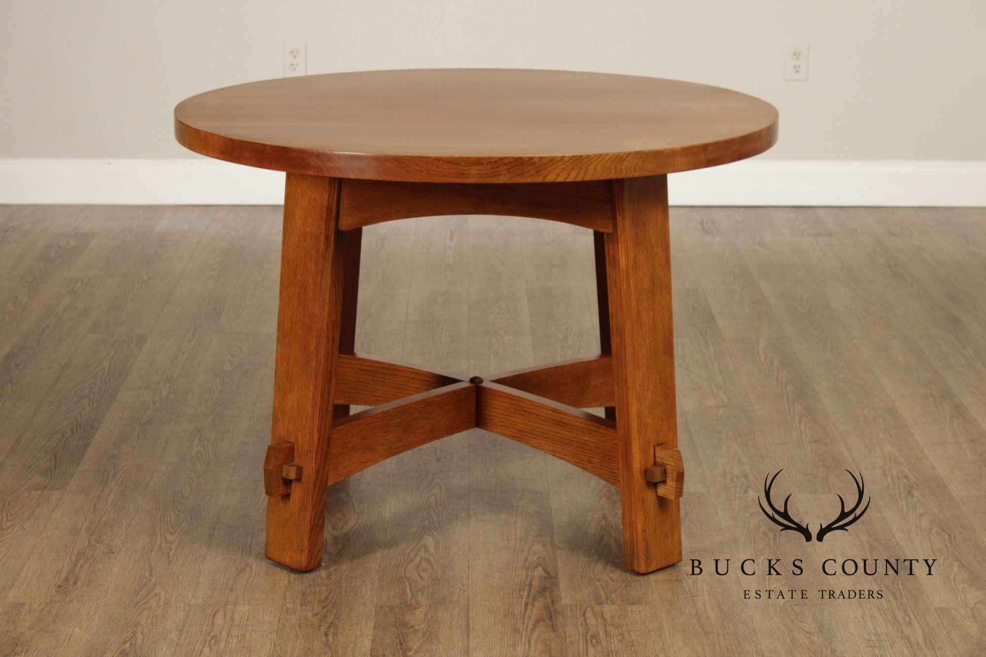 Stickley Mission Collection Round Oak Commemorative Library Table