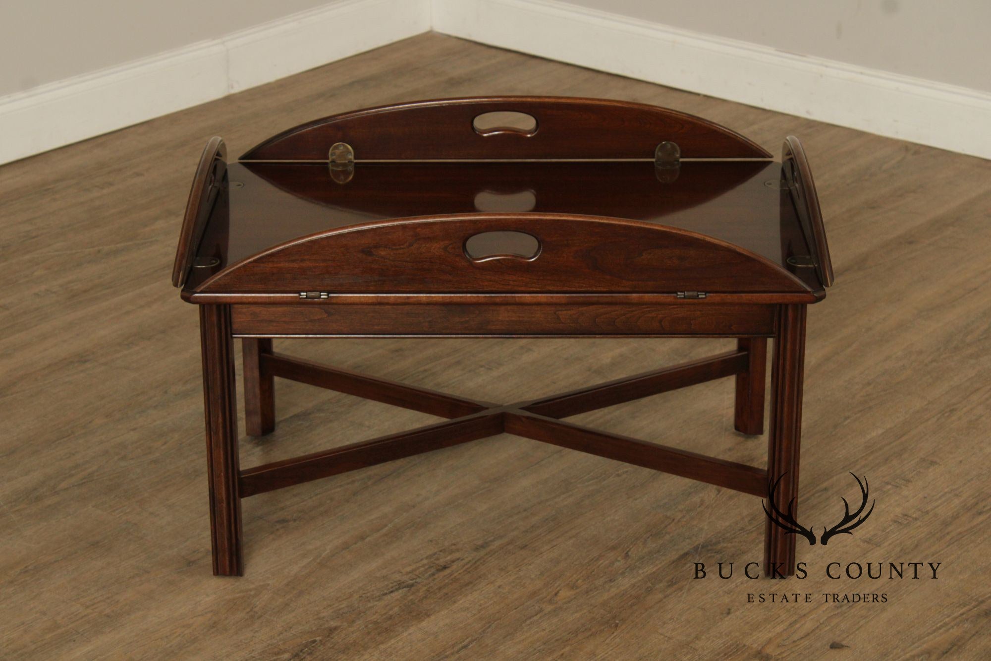 Ethan Allen Georgian Court Collection Chippendale Style Cherry Butler's Tray Coffee Table