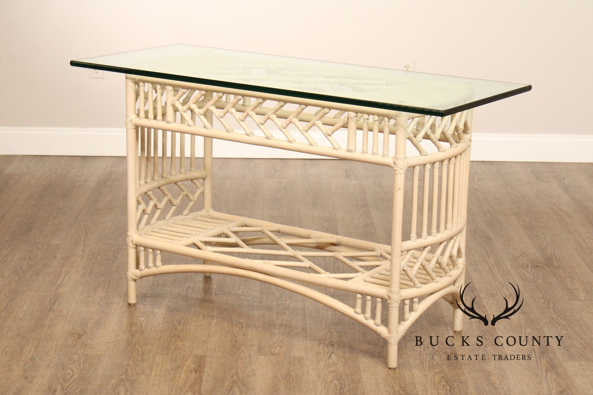 Ficks Reed Glass Top Rattan Console
