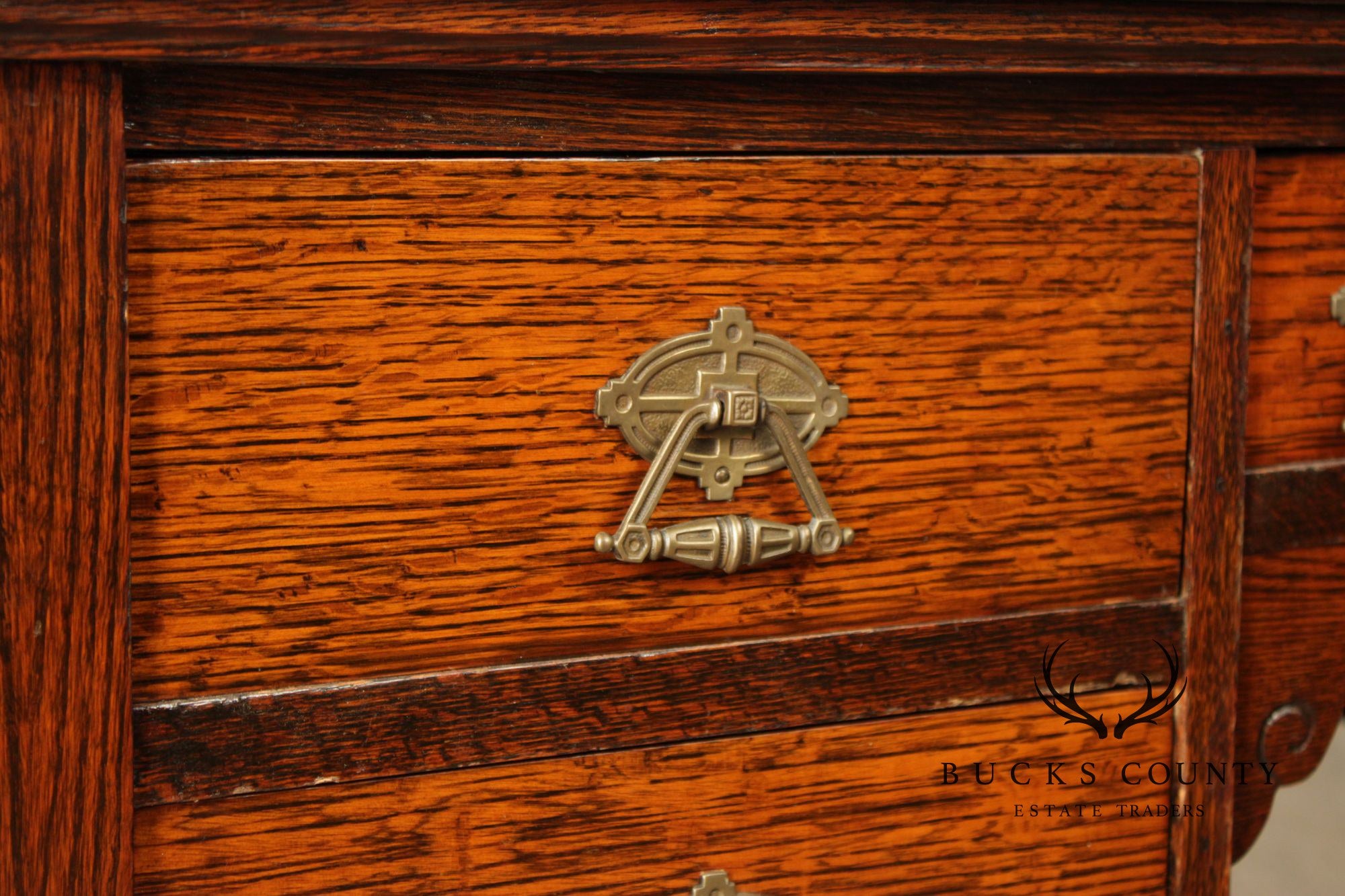 Antique Victorian Oak Partner's Executive Writing Desk