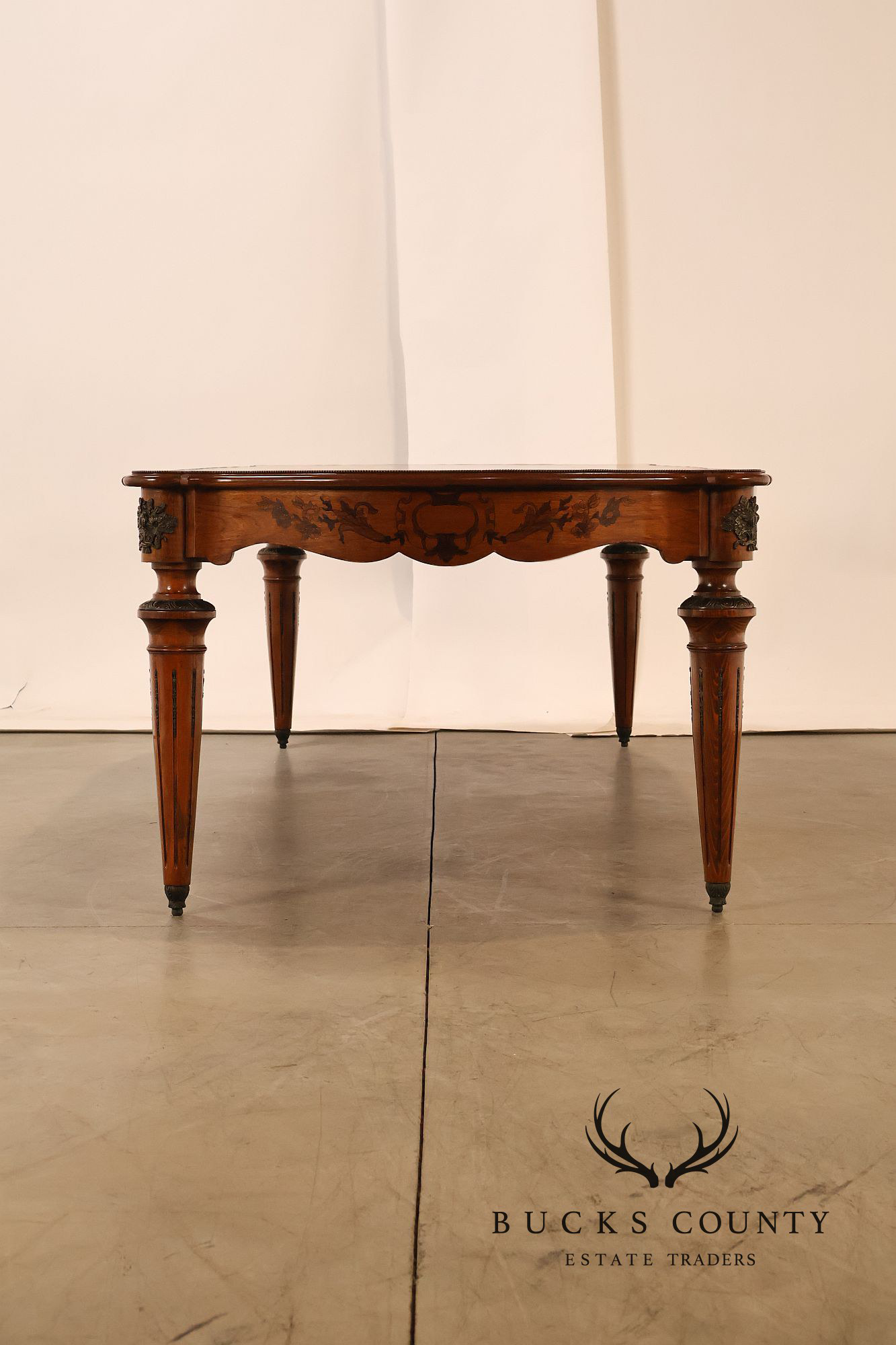 Custom Louis XVI Style Walnut Marquetry Dining Table