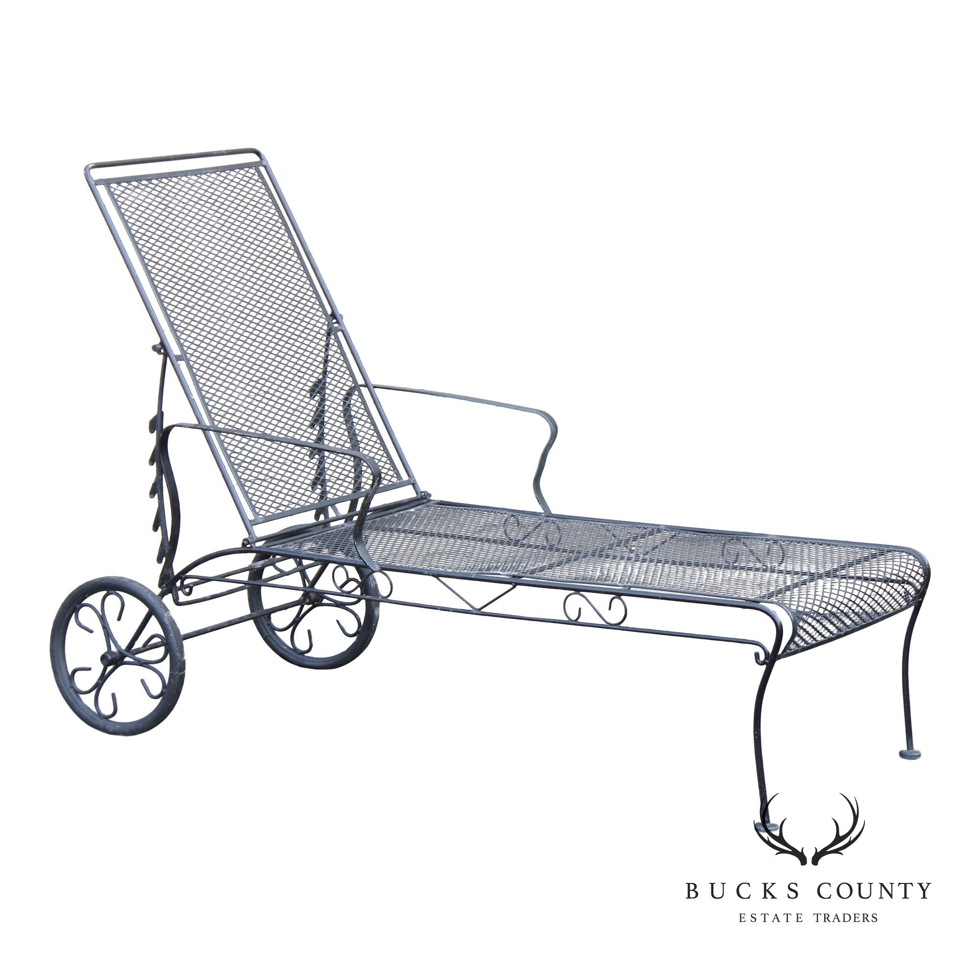 Vintage Wrought Iron Outdoor Patio Chaise Lounge