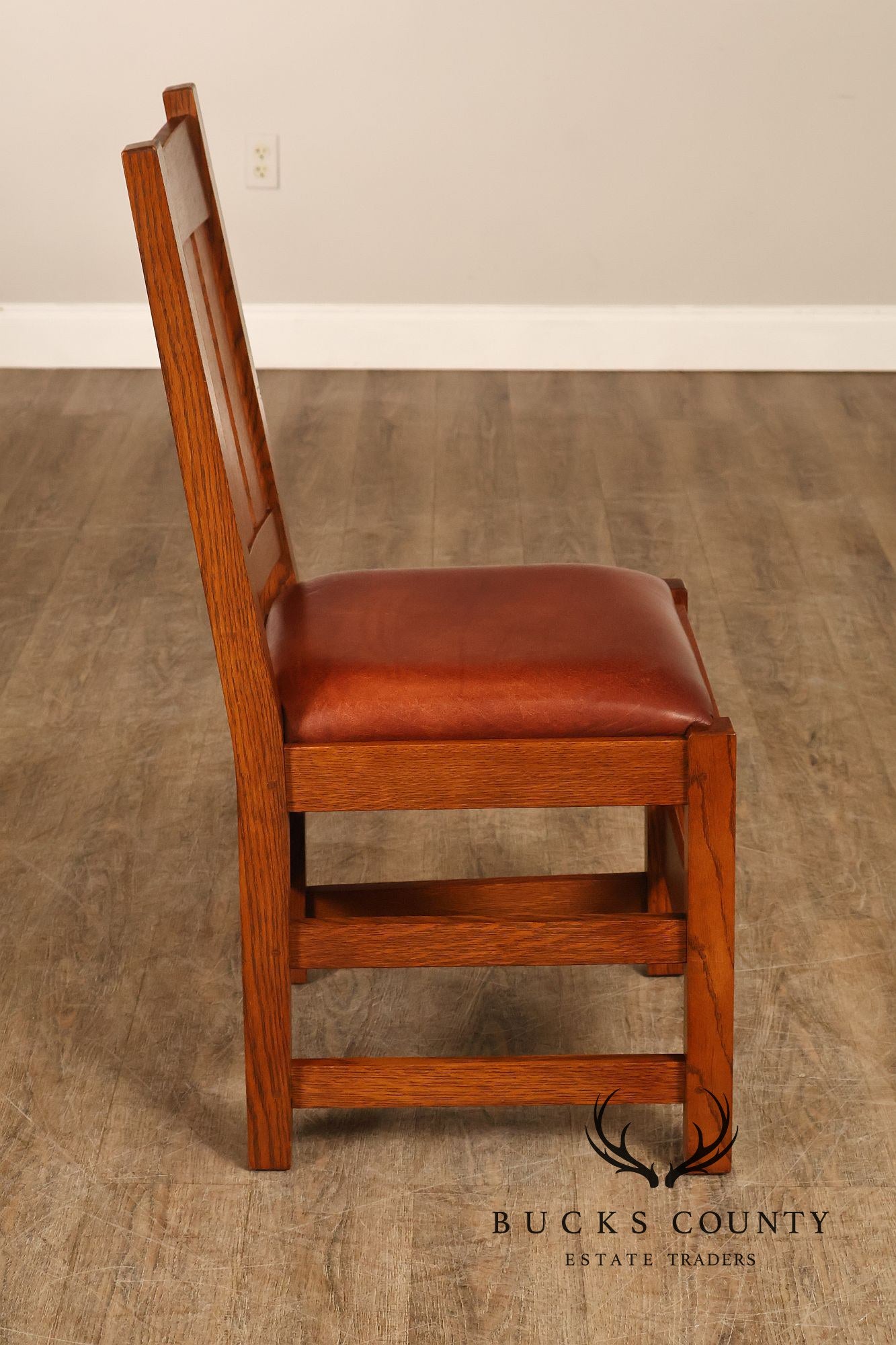 Stickley Mission Collection Set of Six Oak and Leather Dining Chairs