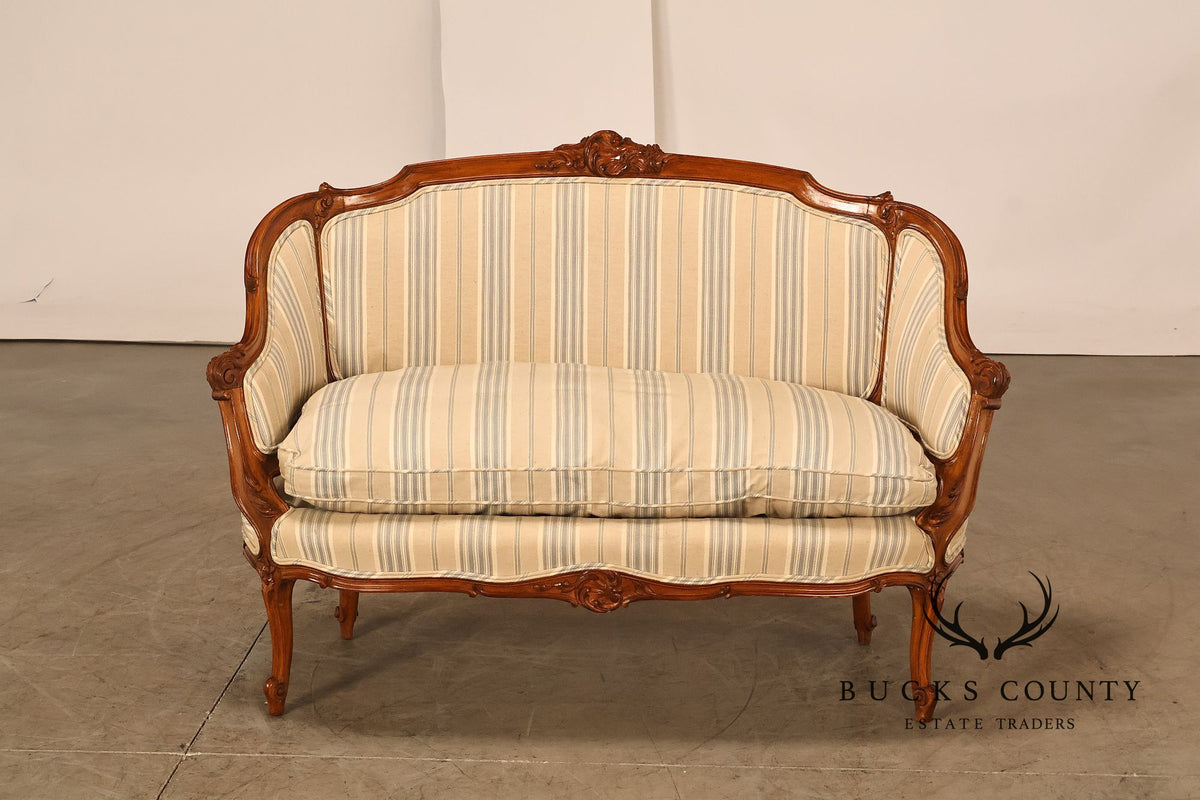 French Louis XV Style Carved Loveseat Settee