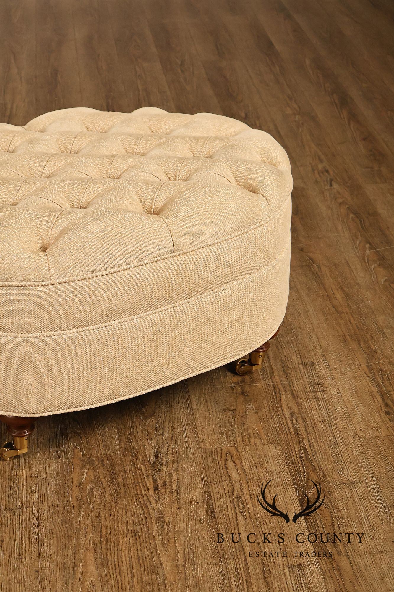 Traditional Tufted Upholstered Oval Ottoman