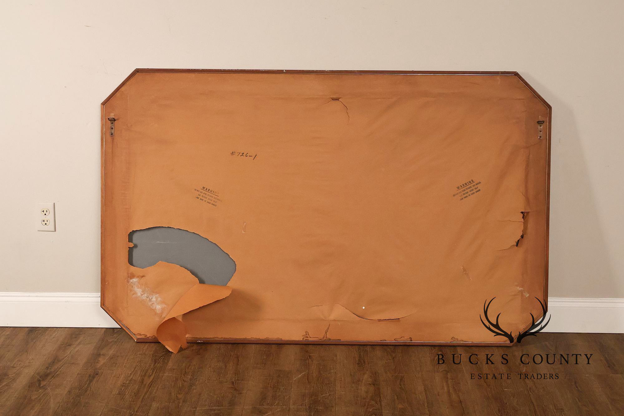 Mid Century Modern Walnut Frame Large Octagonal Mantel Mirror