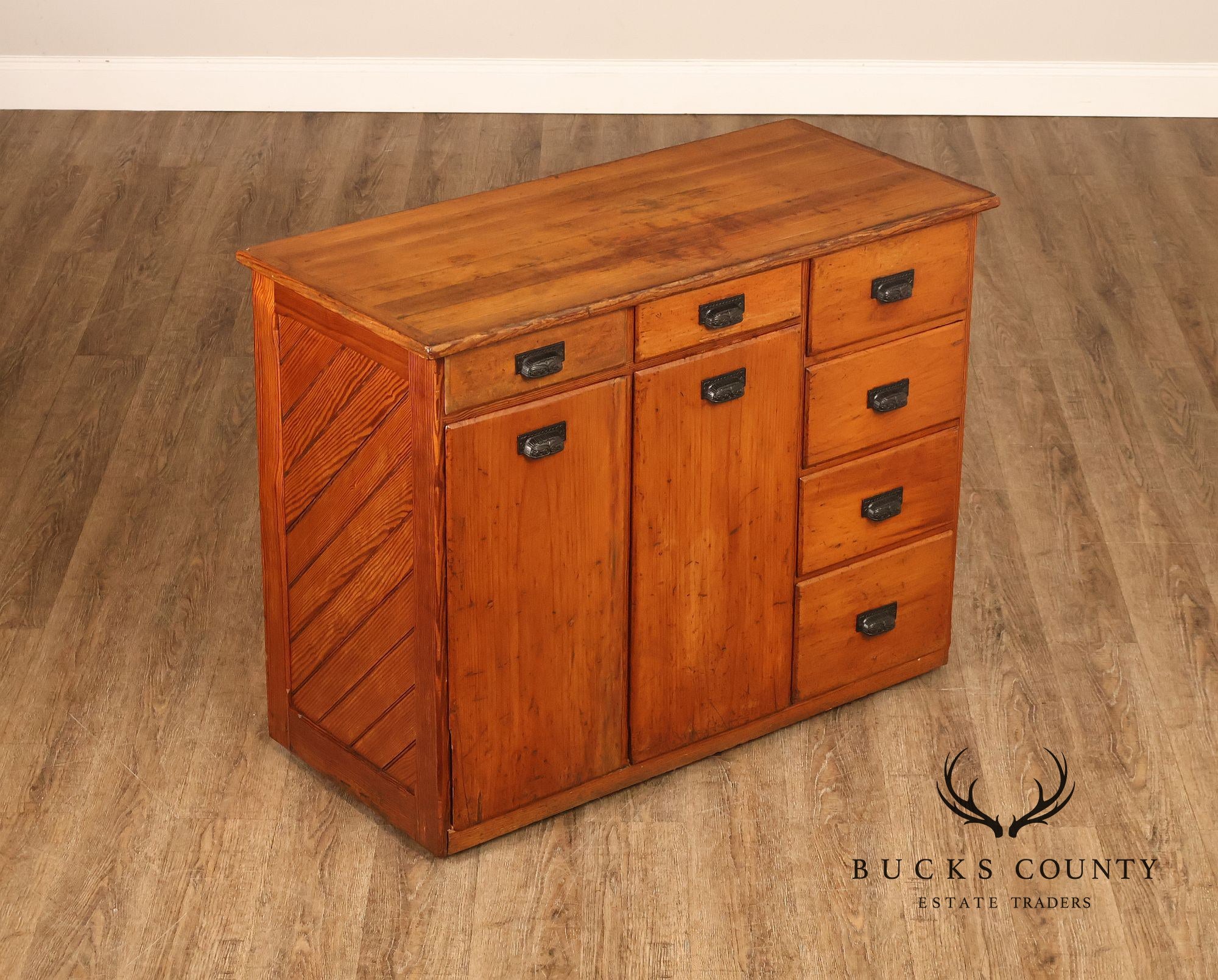 County Style Antique Industrial Baker’s Cabinet