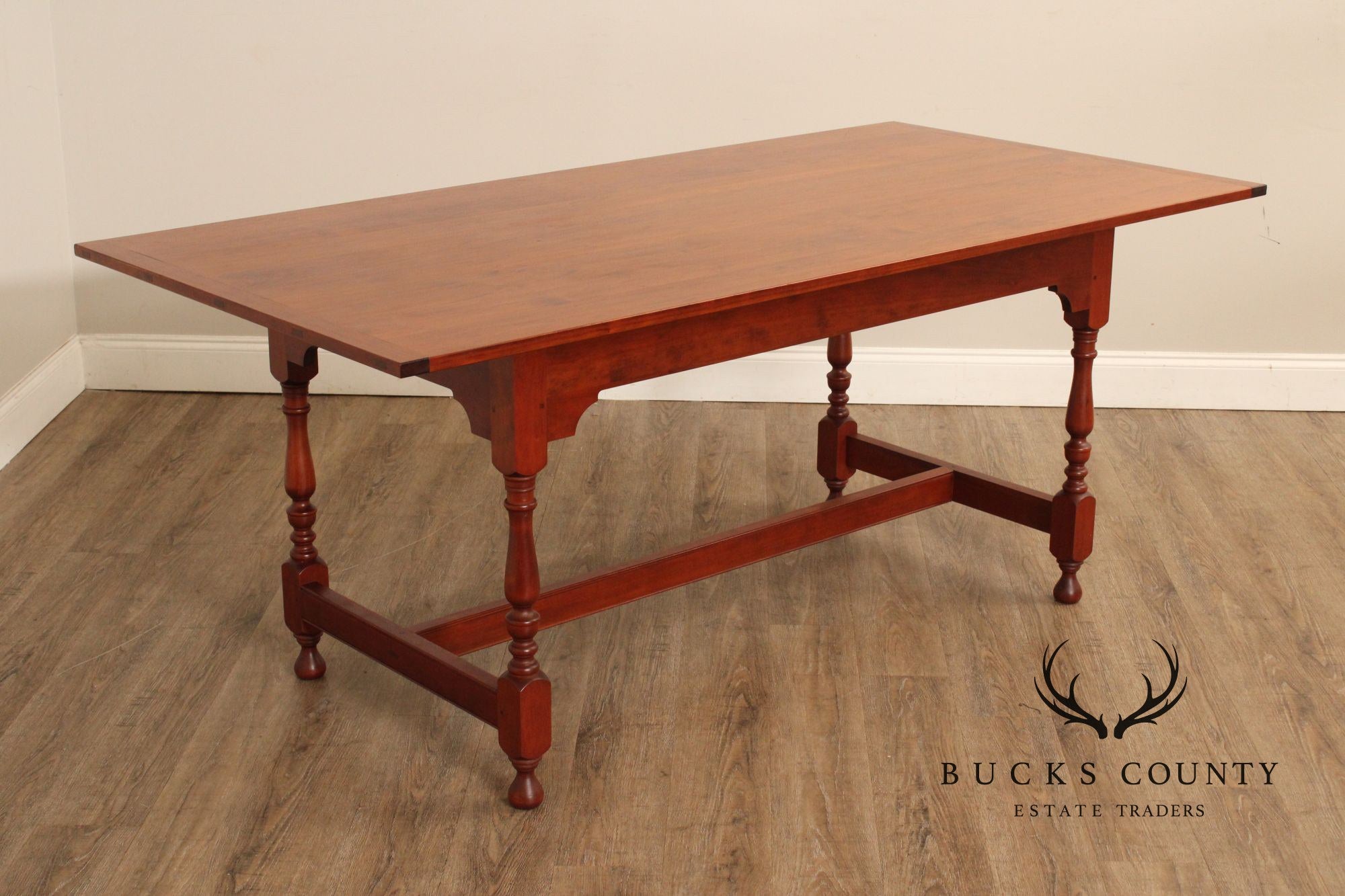 J.L. Treharn Custom Cherry Farmhouse Extendable Dining Table