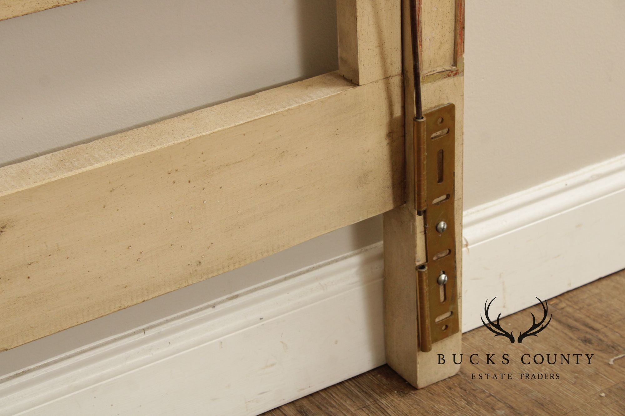 French Neoclassical Directoire Style Distress Painted King Headboard