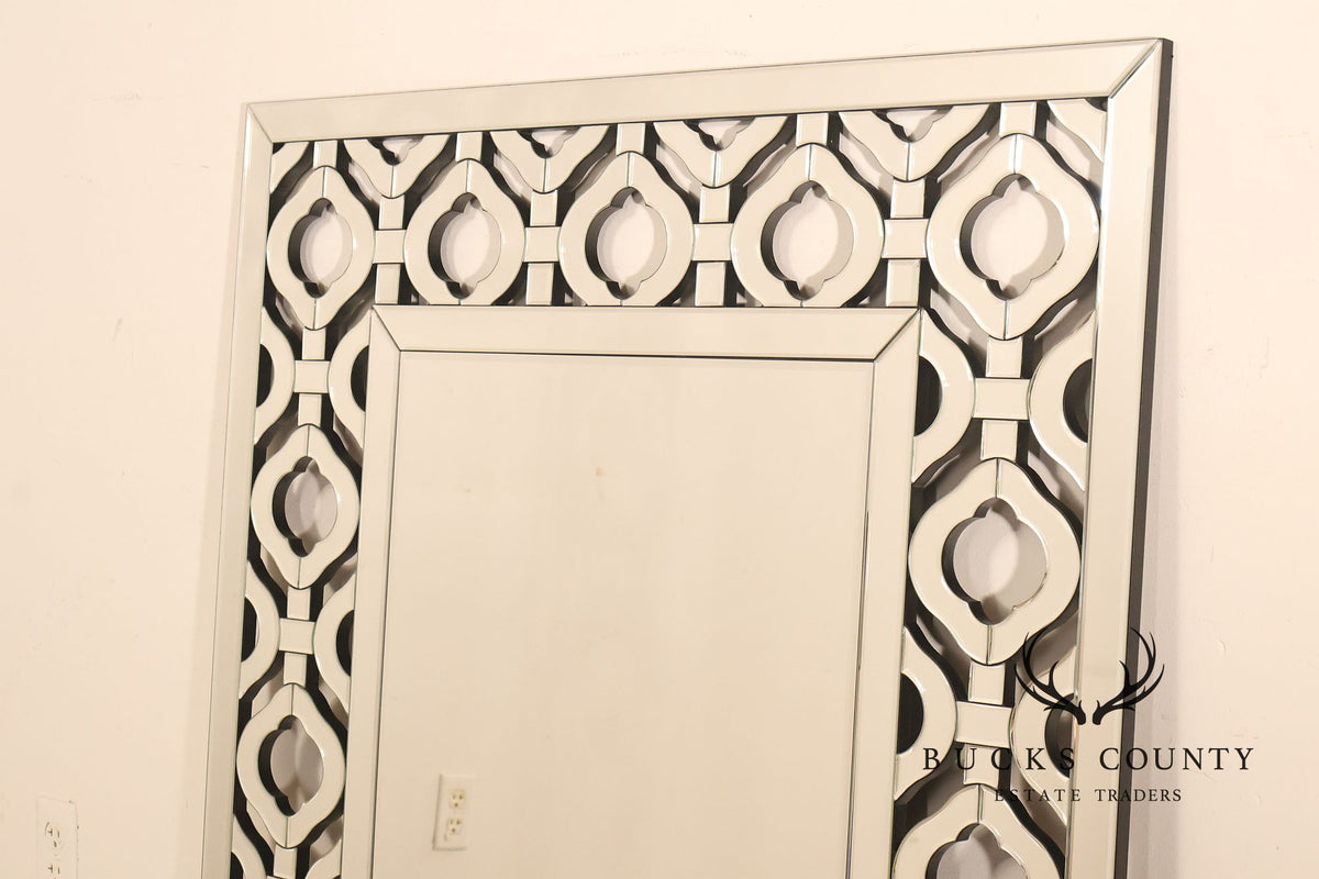 Bassett Hollywood Regency Wall Mirror With Geometric Fretwork