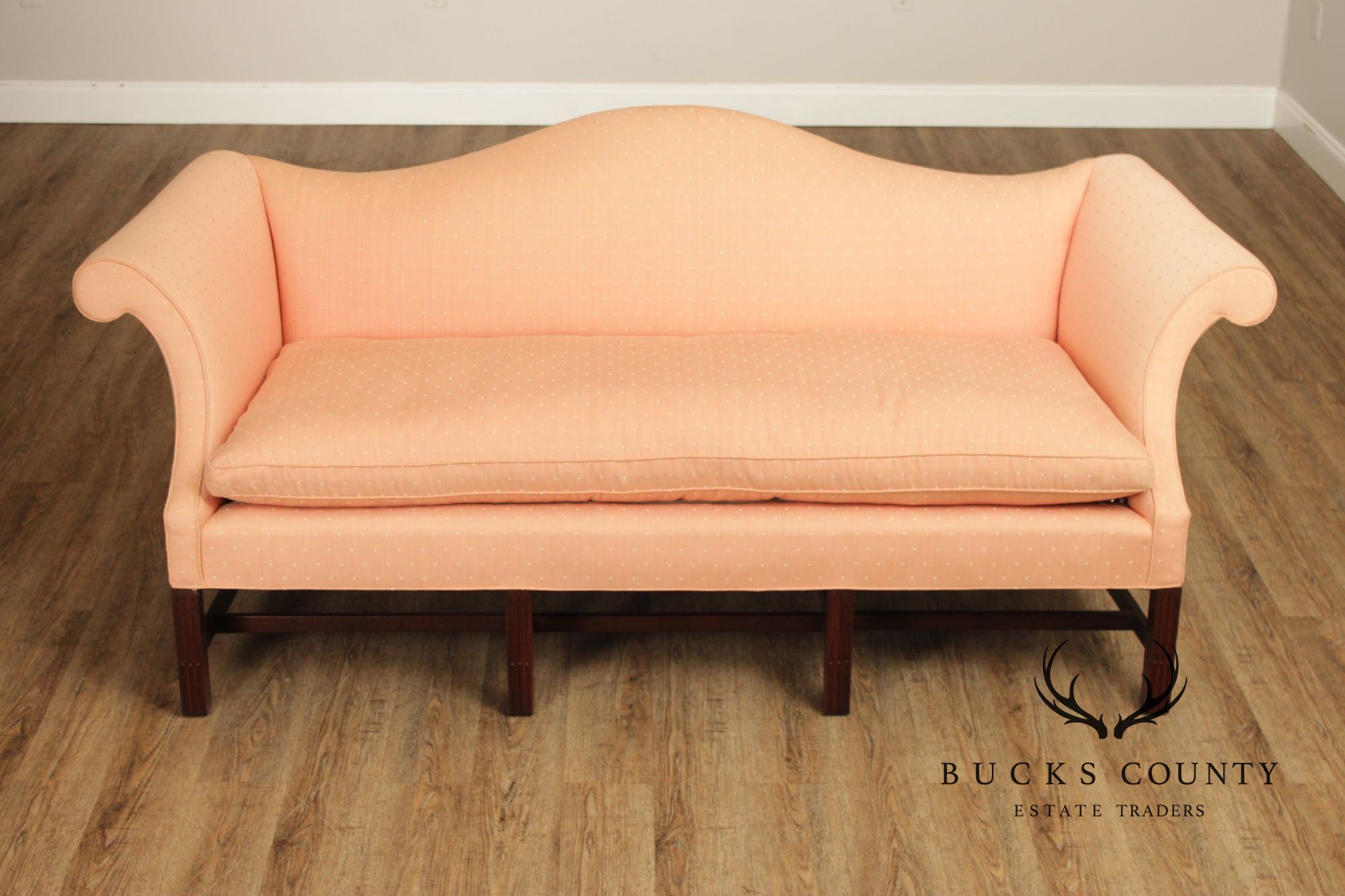 Chippendale Style Vintage Mahogany Camelback Sofa