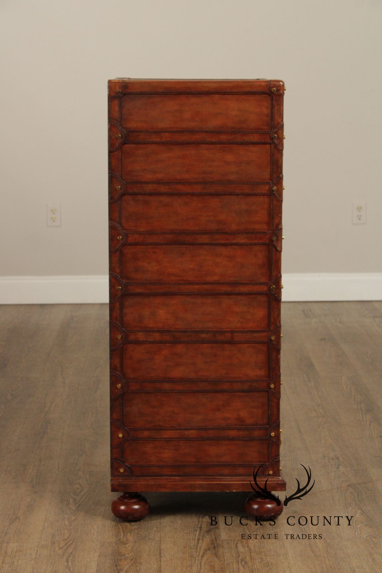 Maitland Smith Leather Stacking Luggage Chest Of Drawers