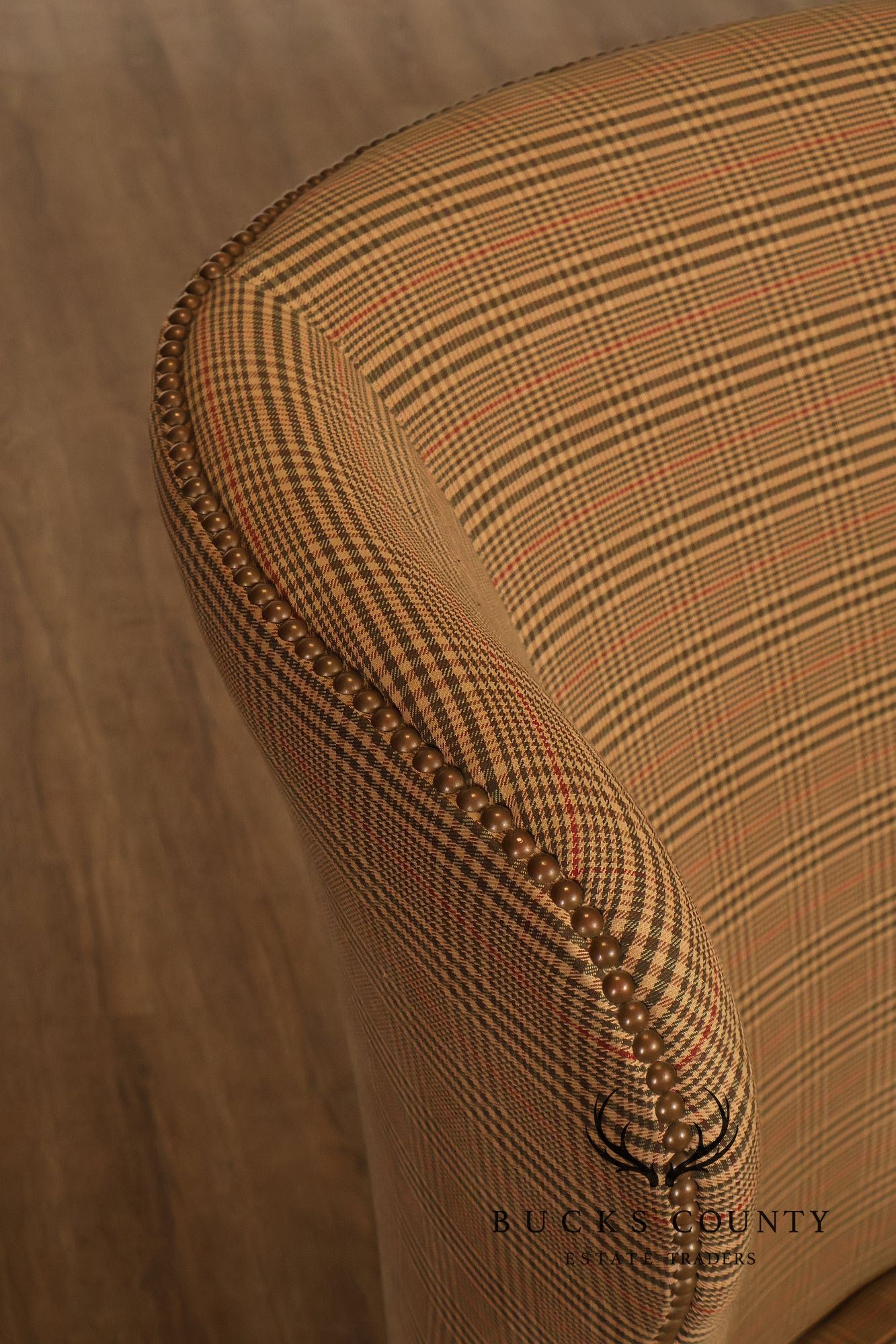 Ralph Lauren Traditional Plaid Upholstered Wingback Lounge Chairs