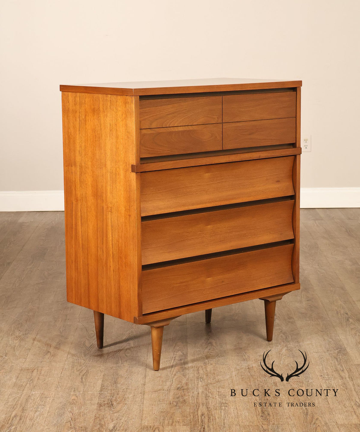 Johnson Carper Mid Century Modern Walnut Tall Chest