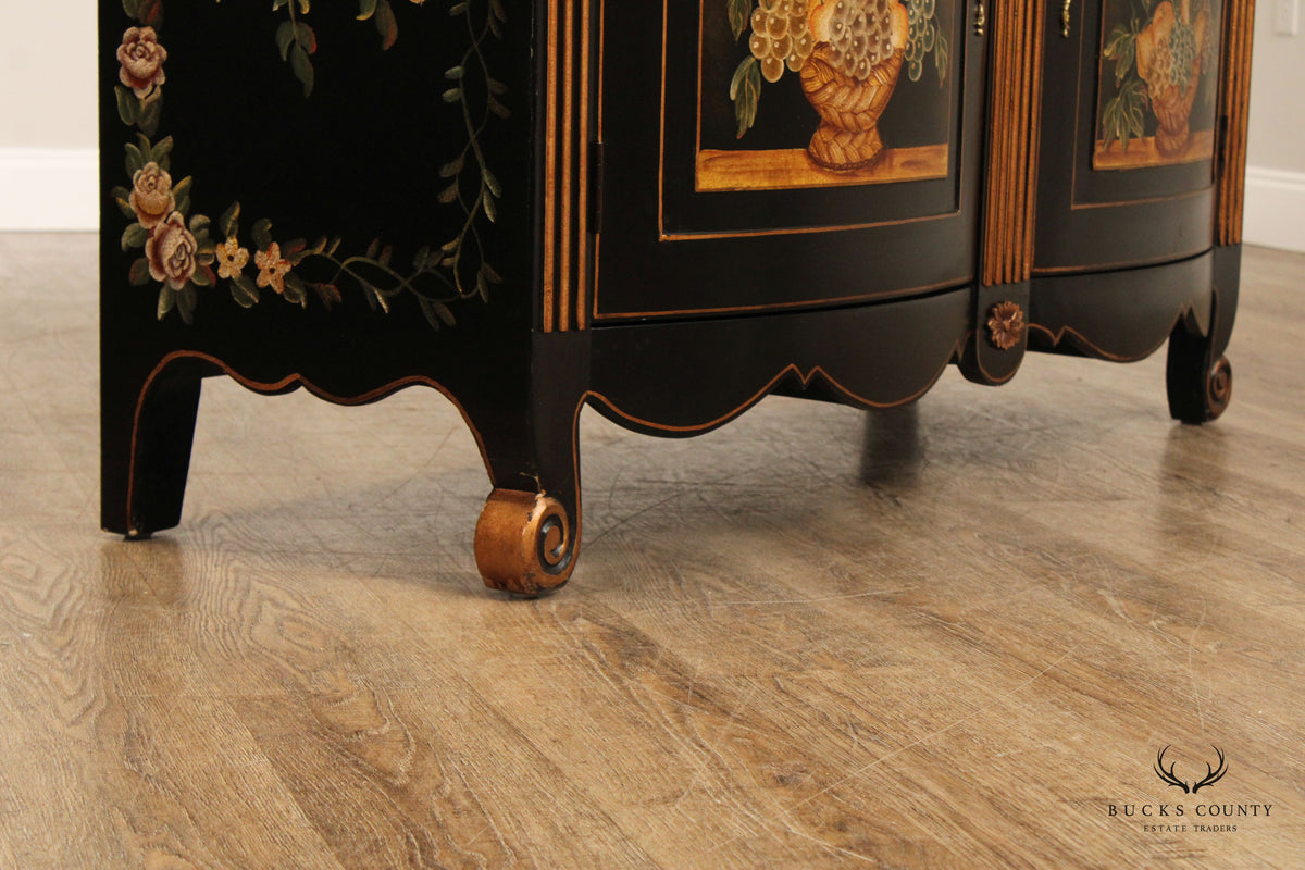 Rustic Italian Style Paint Decorated Marble Top Buffet
