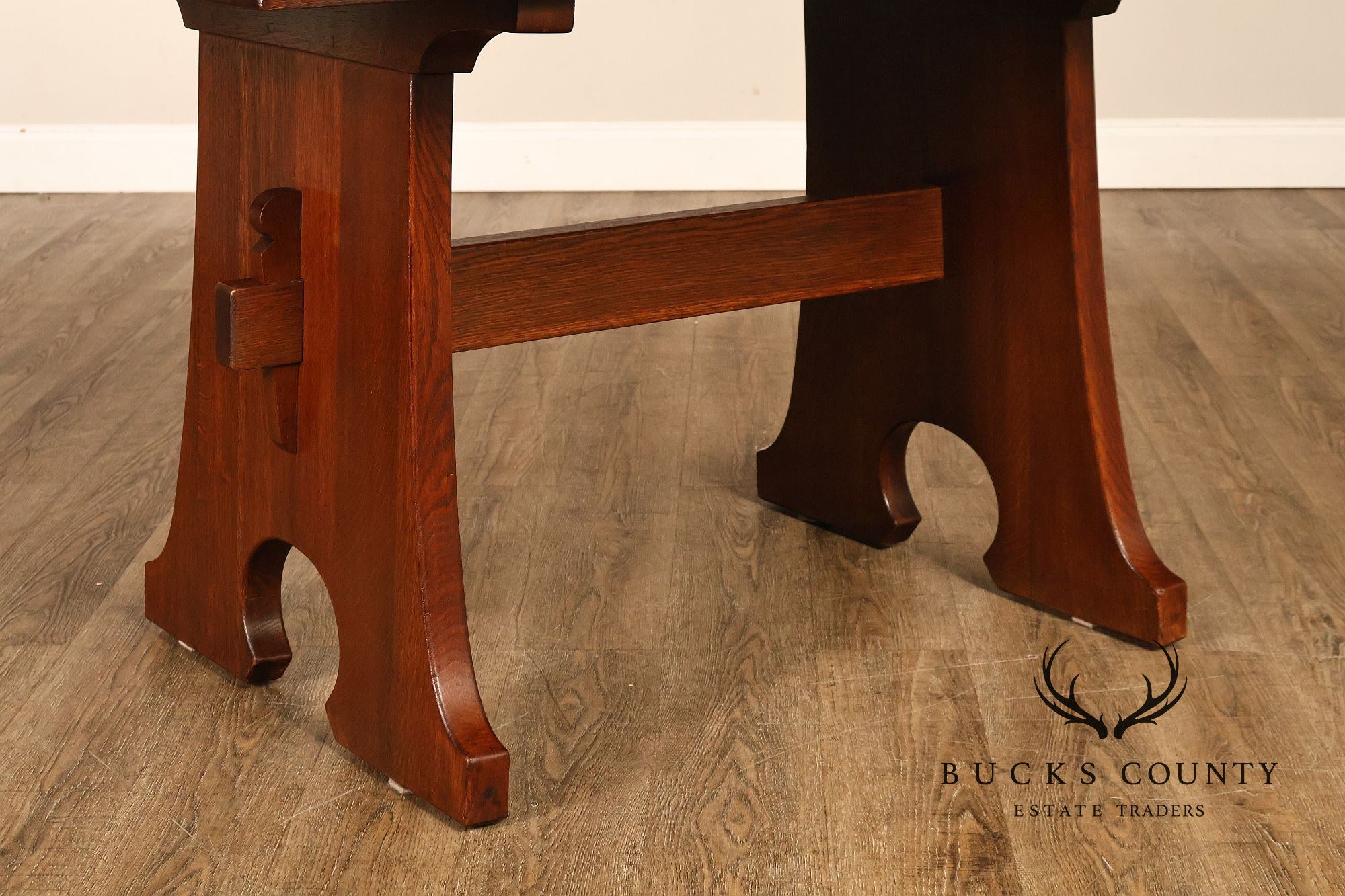 Antique L & JG Stickley Trestle Table Mousehole