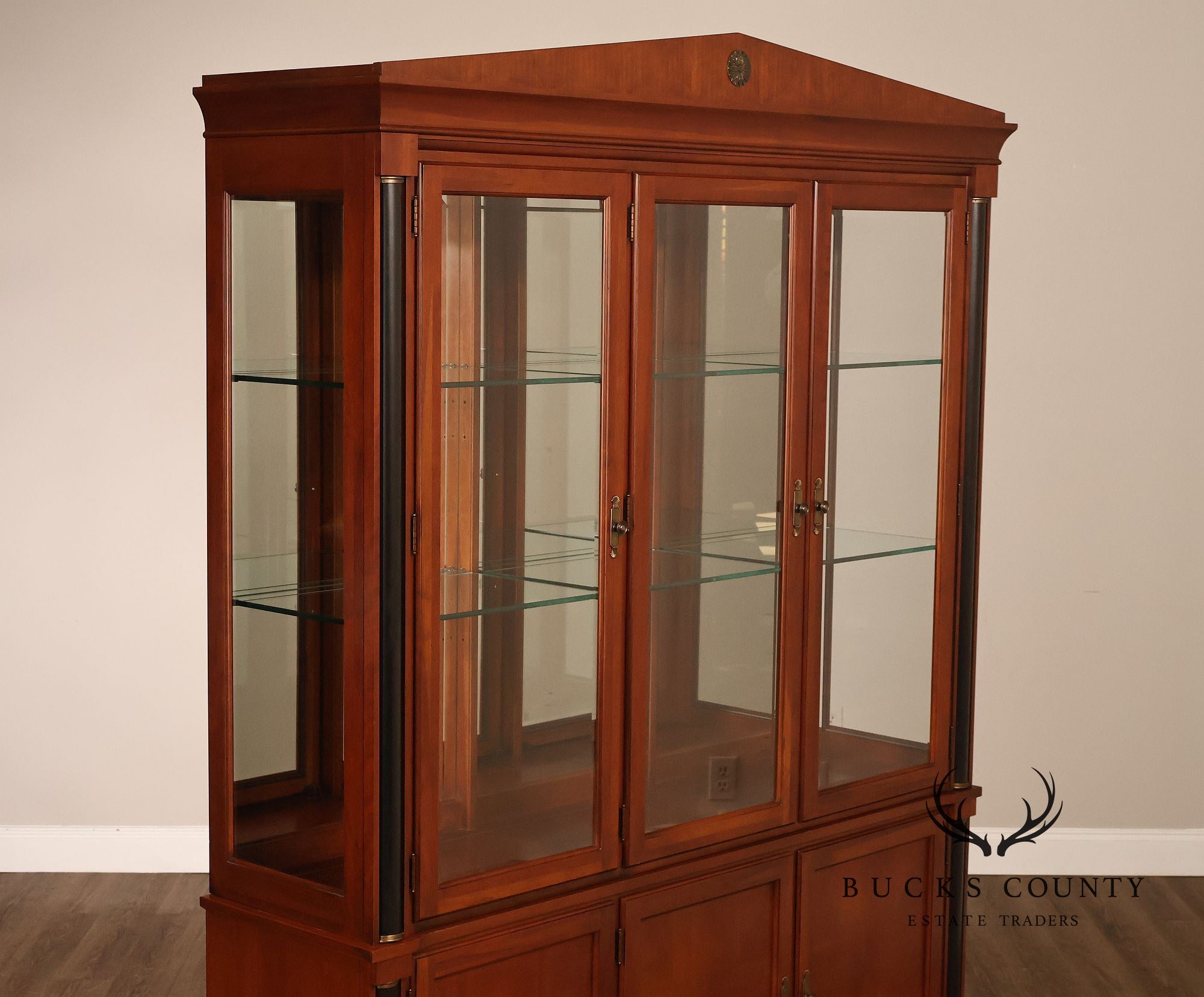 Ethan Allen Medallion Collection Cherry Lighted China Cabinet