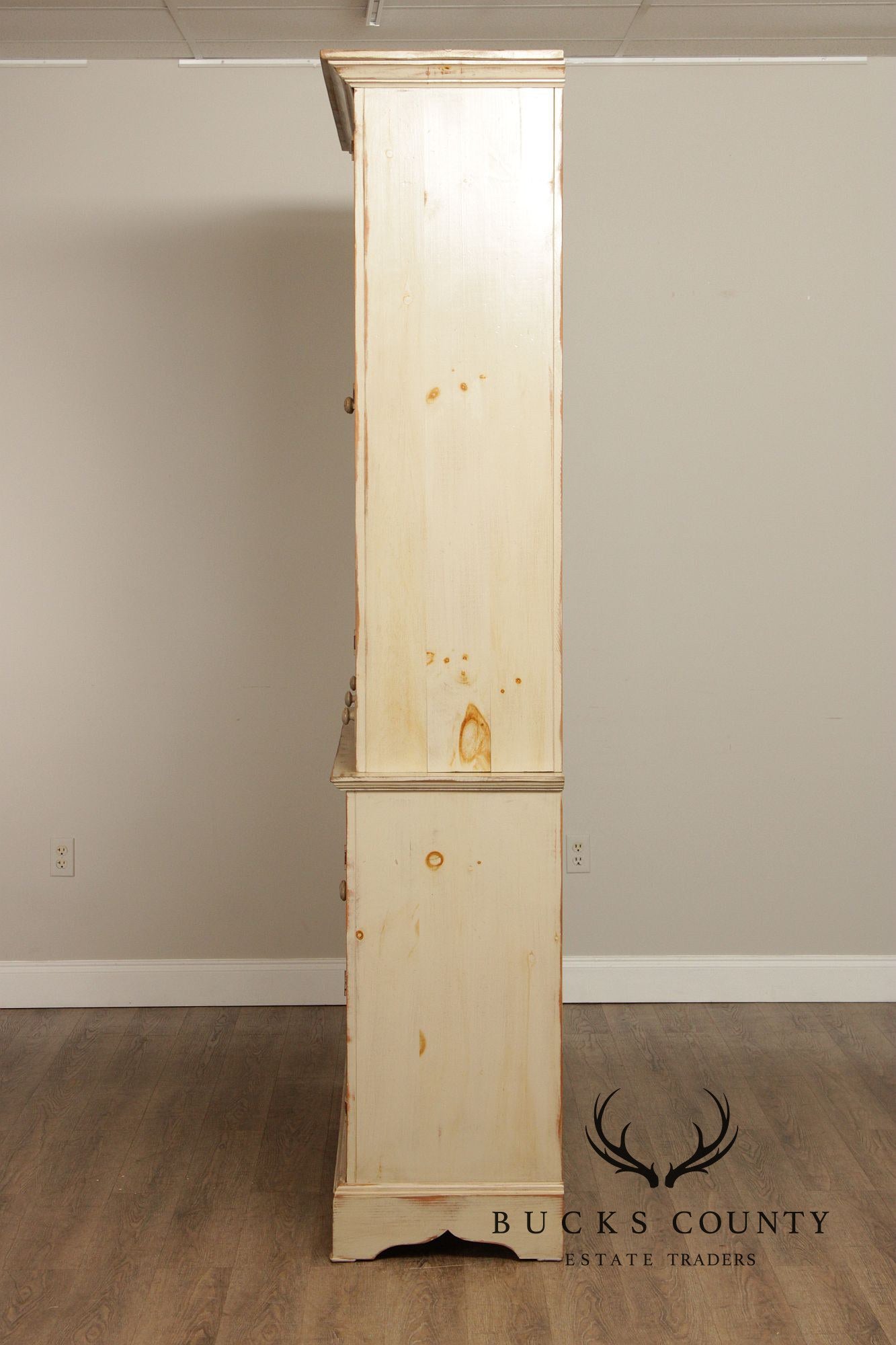 Farmhouse Distress Painted Large Step-Back Cupboard