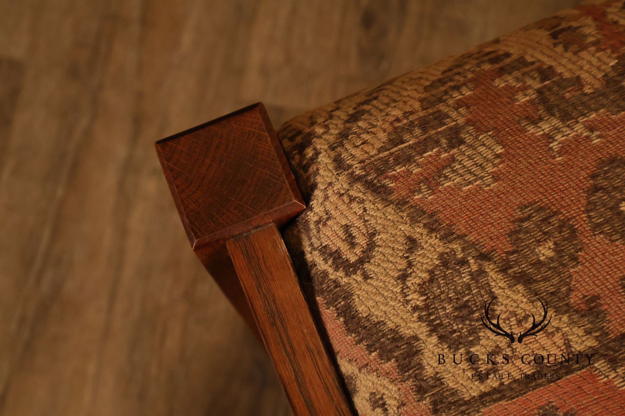 Stickley Mission Collection Oak Spindle Bench With Upholstered Seat