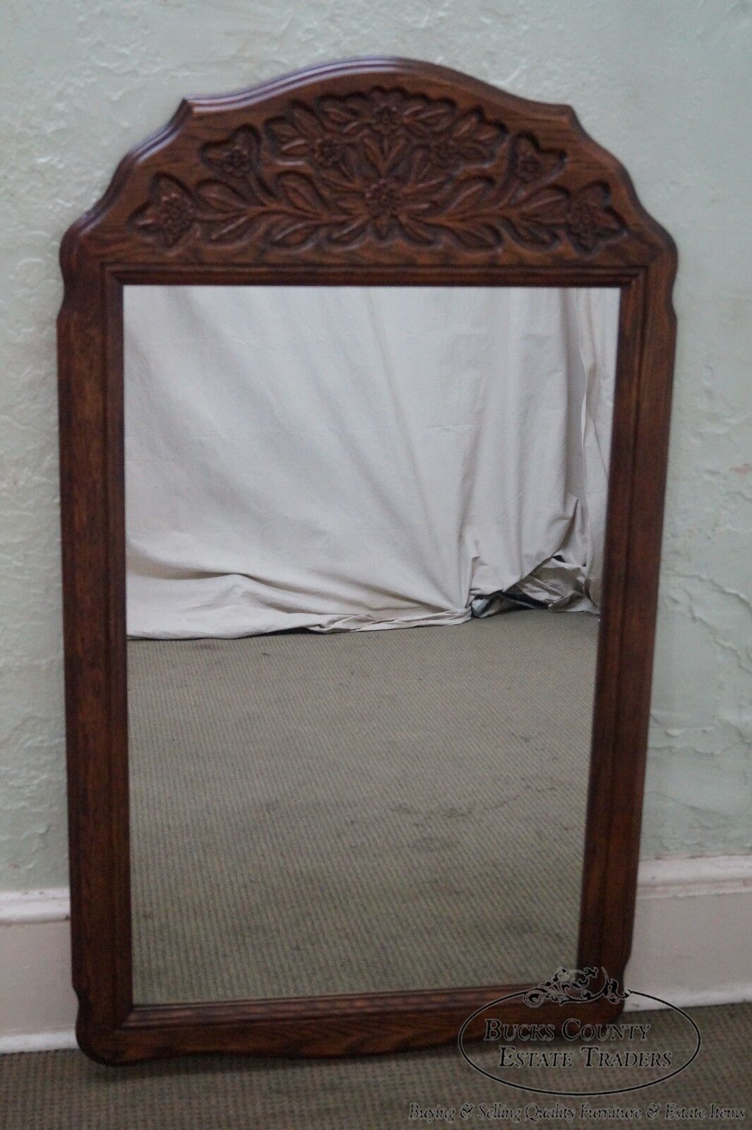 Solid Oak Frame French Country Style Hanging Wall Mirror