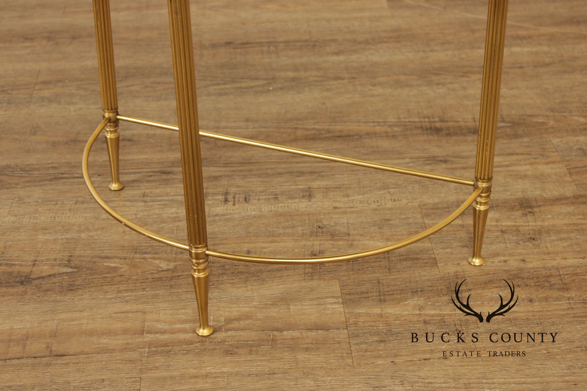 Directoire Style Vintage Pair of Brass Demilune Side Tables